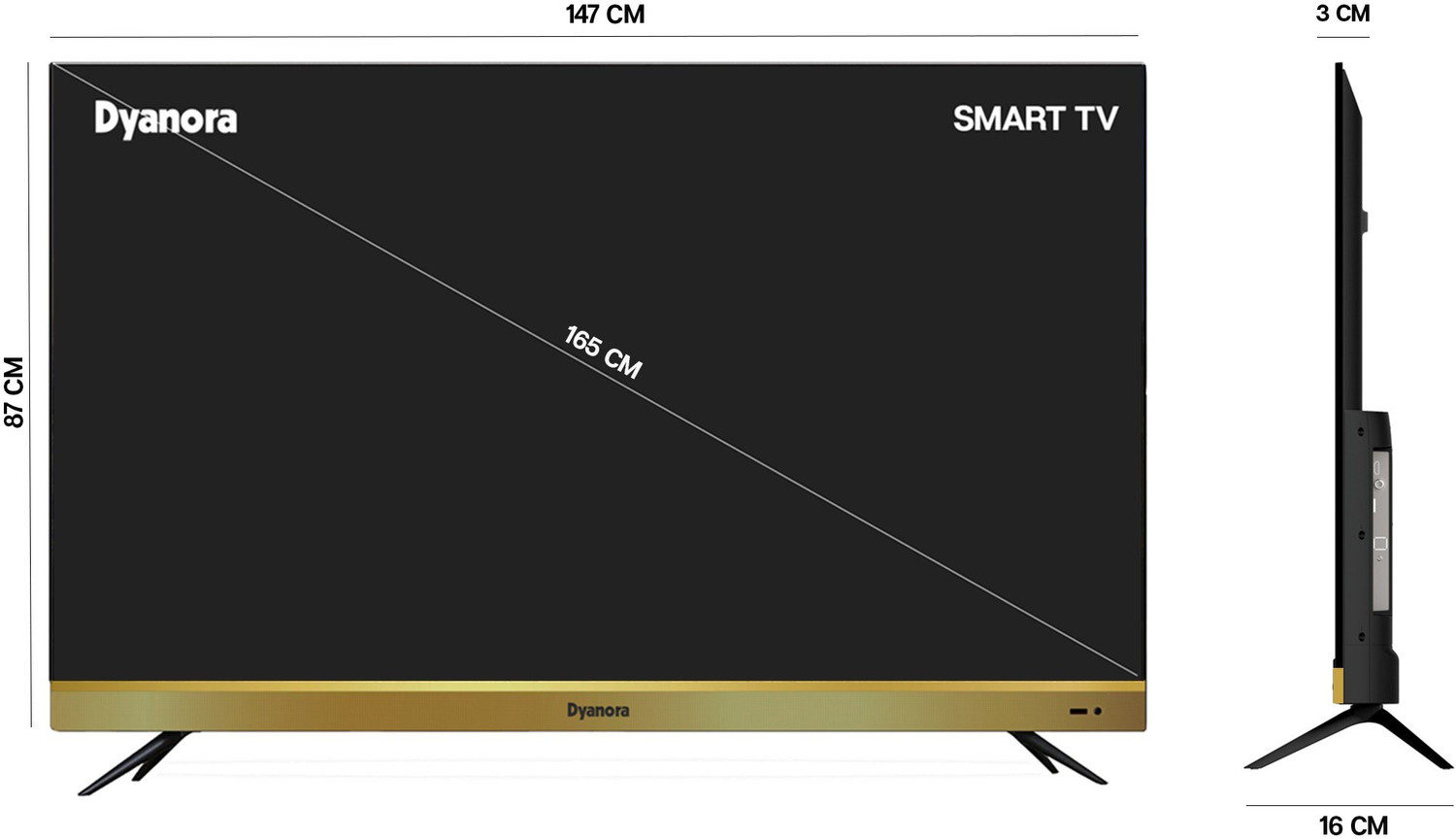 Image of Dyanora OMEGA 165 cm (65 inch) Ultra HD (4K) LED Smart Android TV with HDR 10, 60 Watt Dolby Surround Sound, Ultra Thin Frameless Design