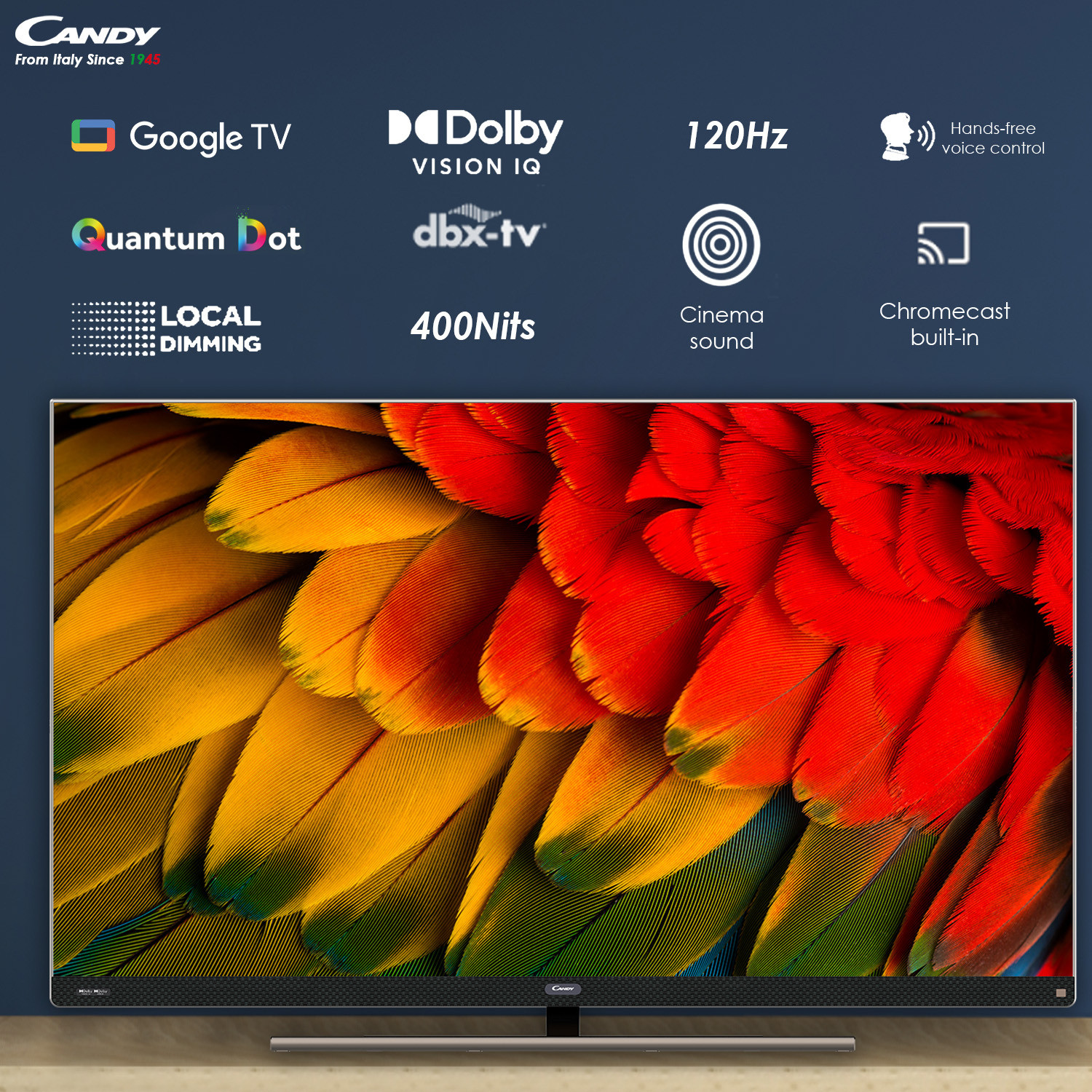 Image of CANDY 165.1 cm (65 inch) QLED Ultra HD (4K) Smart Google TV with Dolby Vision & Atmos IQ (CA65120HzQLED)