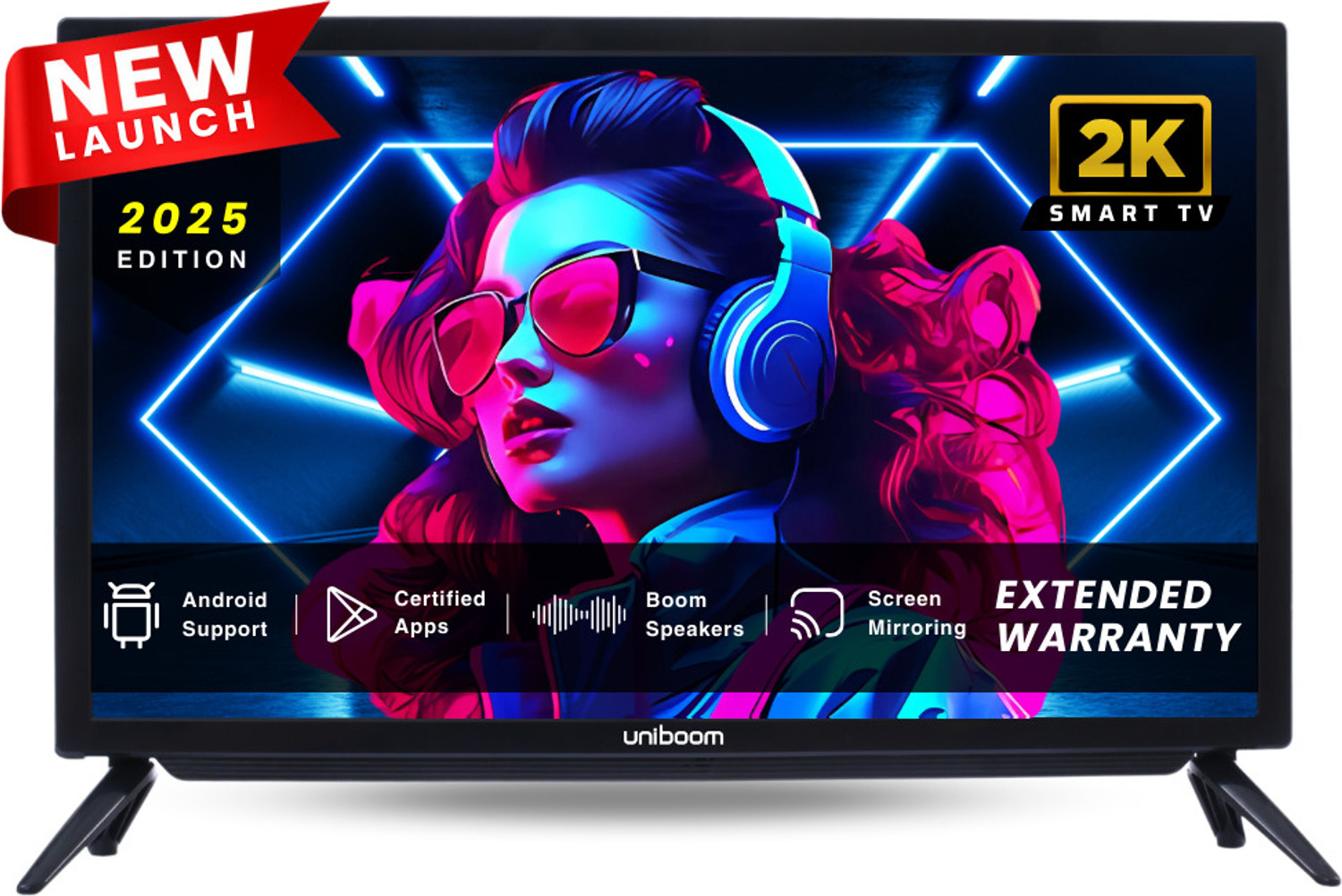 Uniboom ULTIMA 60 cm (24 inch) HD Ready LED Smart Android TV 2025 Edition with 30W Sounbar Edition - Aura Vision+ Display - Mobile Screen Cast - 1000+...