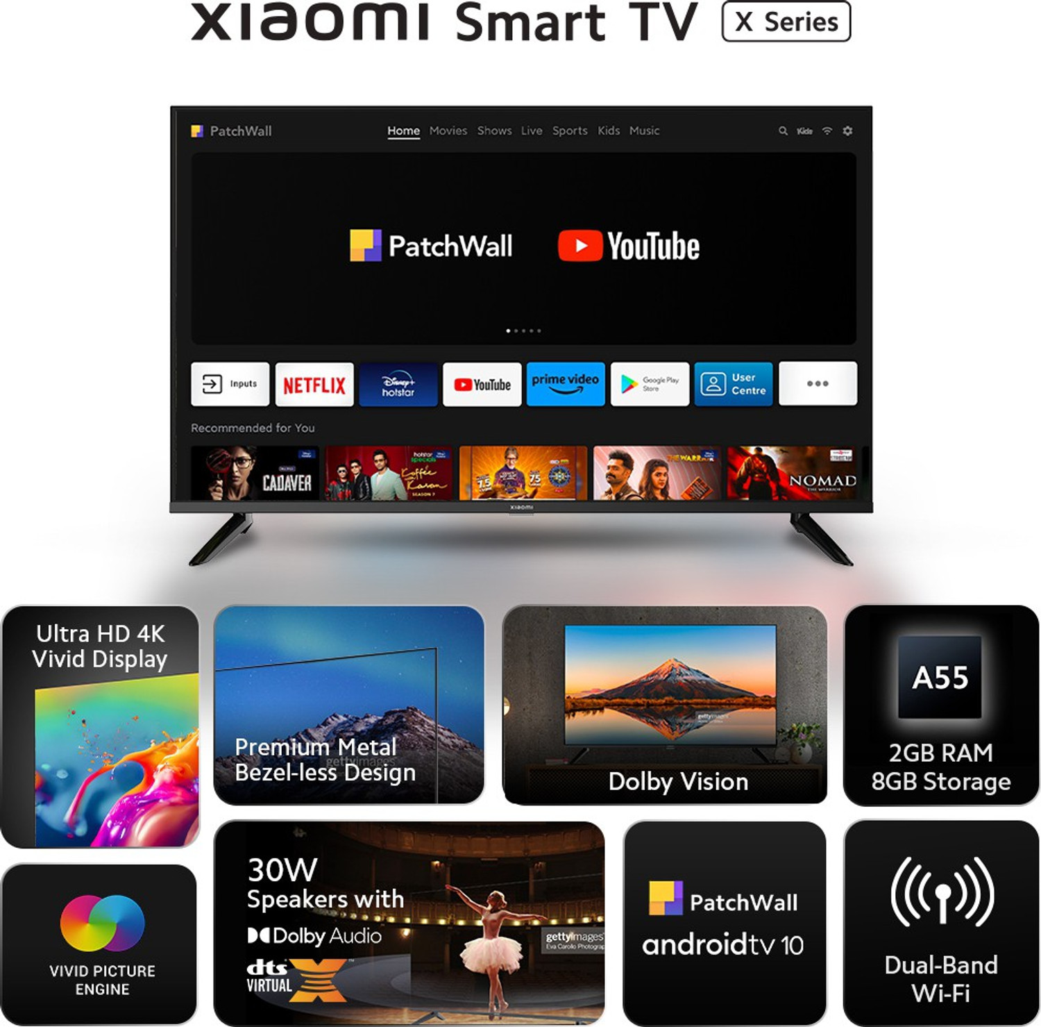 Image of XIAOMI X Series 125 cm (50 inch) Ultra HD (4K) LED Smart Android TV with 4K Dolby Vision | HDR10 | HLG | Dolby Audio | DTS: Virtual X | DTS-HD |Vivid Picture Engine