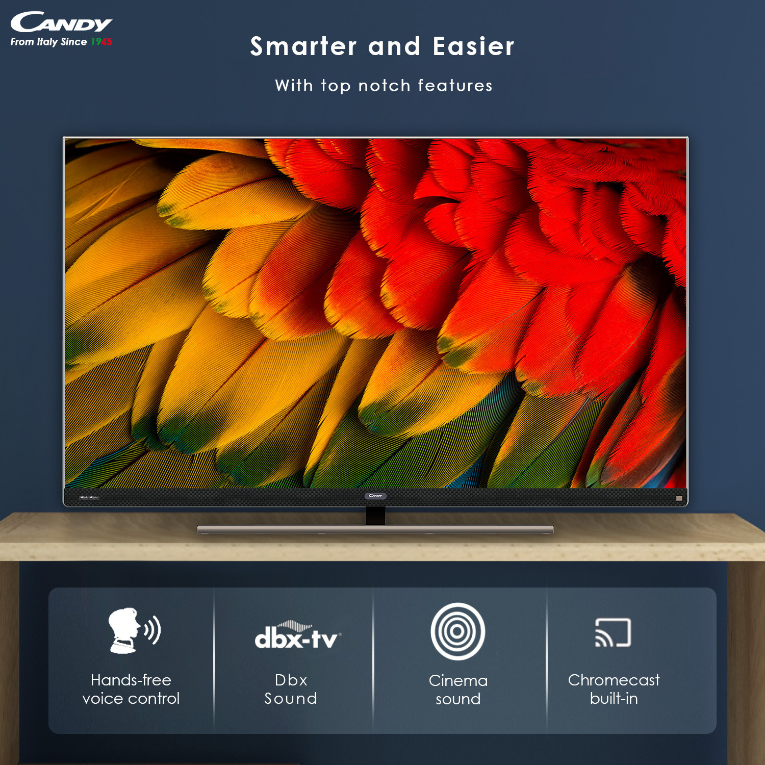 Image of CANDY 165.1 cm (65 inch) QLED Ultra HD (4K) Smart Google TV with Dolby Vision & Atmos IQ (CA65120HzQLED)