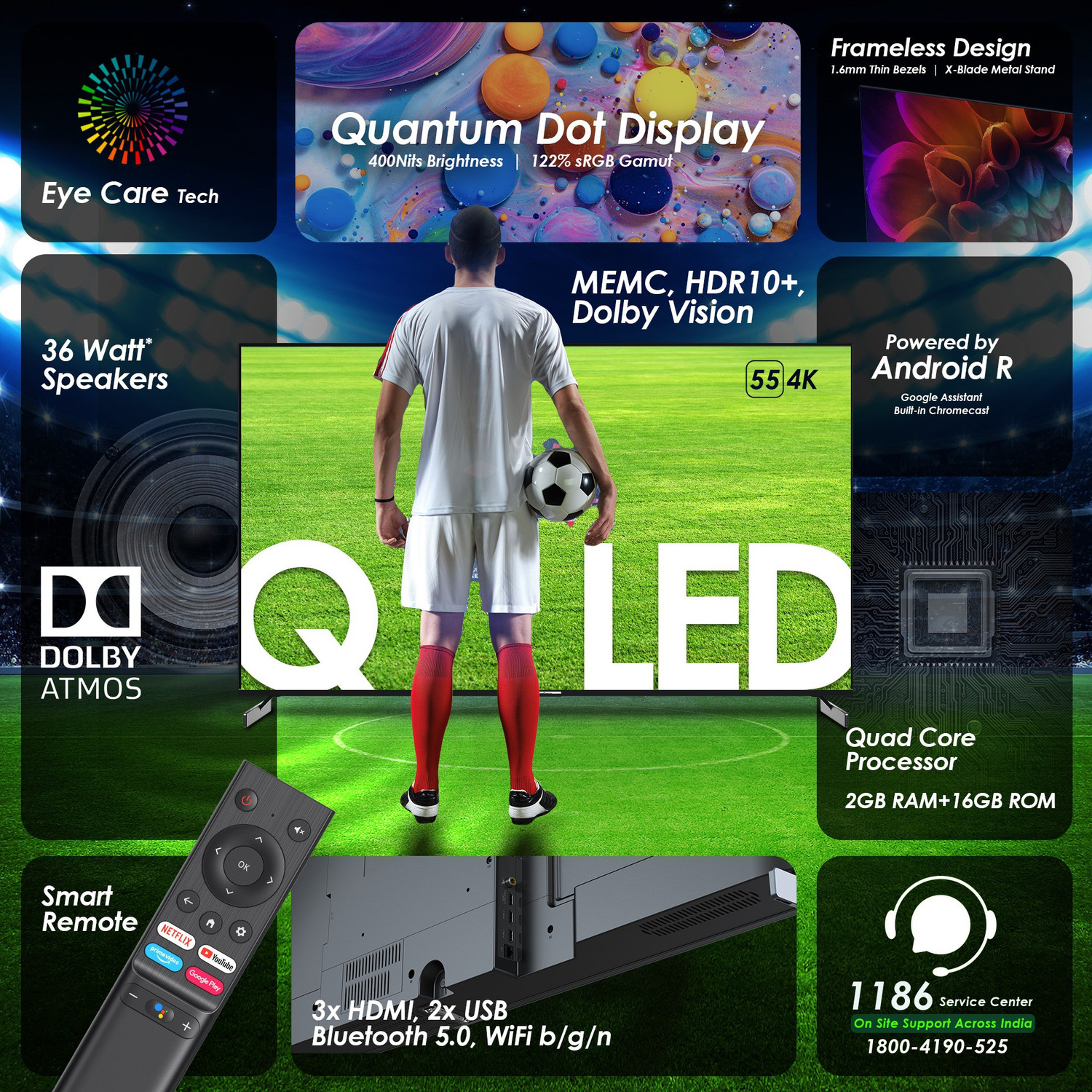 Image of Infinix Zero 138 cm (55 inch) QLED Ultra HD (4K) Smart Android TV with QLED Technology, 1.07 Color, Vivid & Detailed Visuals, Bezel Less Design with X-Blade Metal Stand, Dolby Vision & Dolby Audio