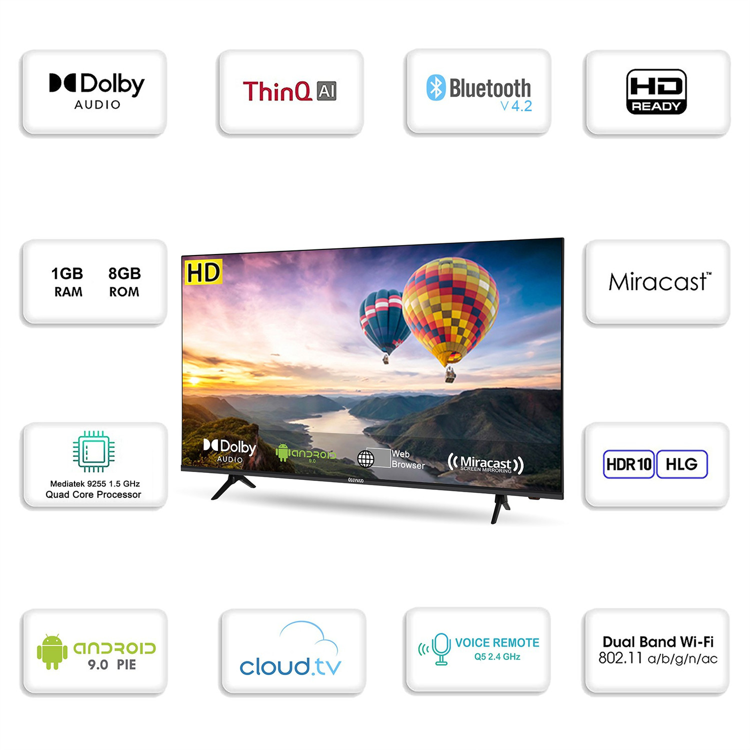 Image of Ossywud 80 cm (32 inch) HD Ready LED Smart Android Based TV