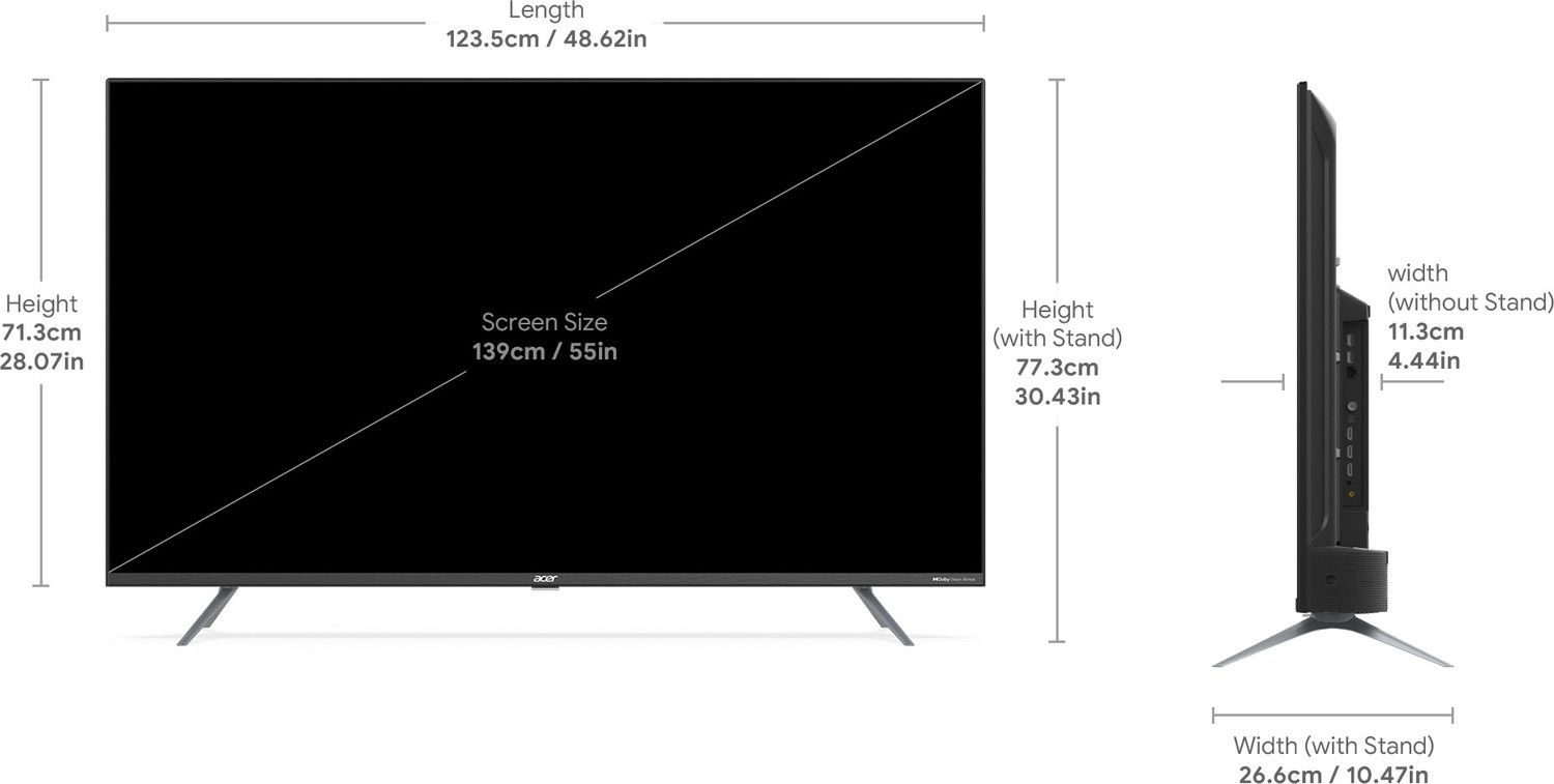 Image of Acer 139 cm (55 inch) Ultra HD (4K) LED Smart Android TV with Android 11, Dolby Vision-Atmos, 60W HiFi Speakers (AR55AR2851UDPRO)