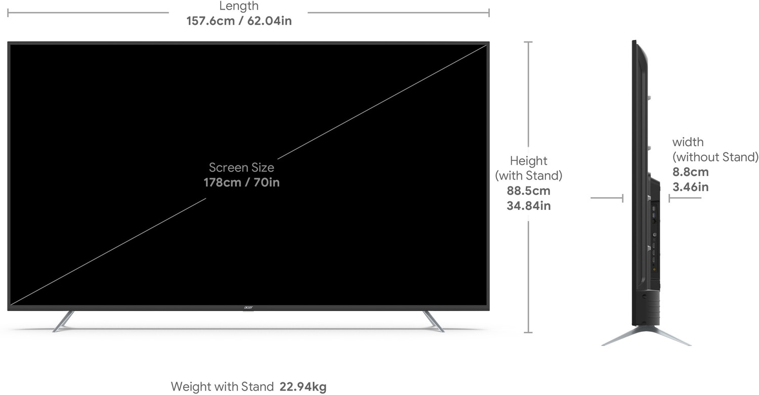 Image of Acer XL Series 178 cm (70 inch) Ultra HD (4K) LED Smart Android TV with Android 11, 24W Dolby Audio, MEMC