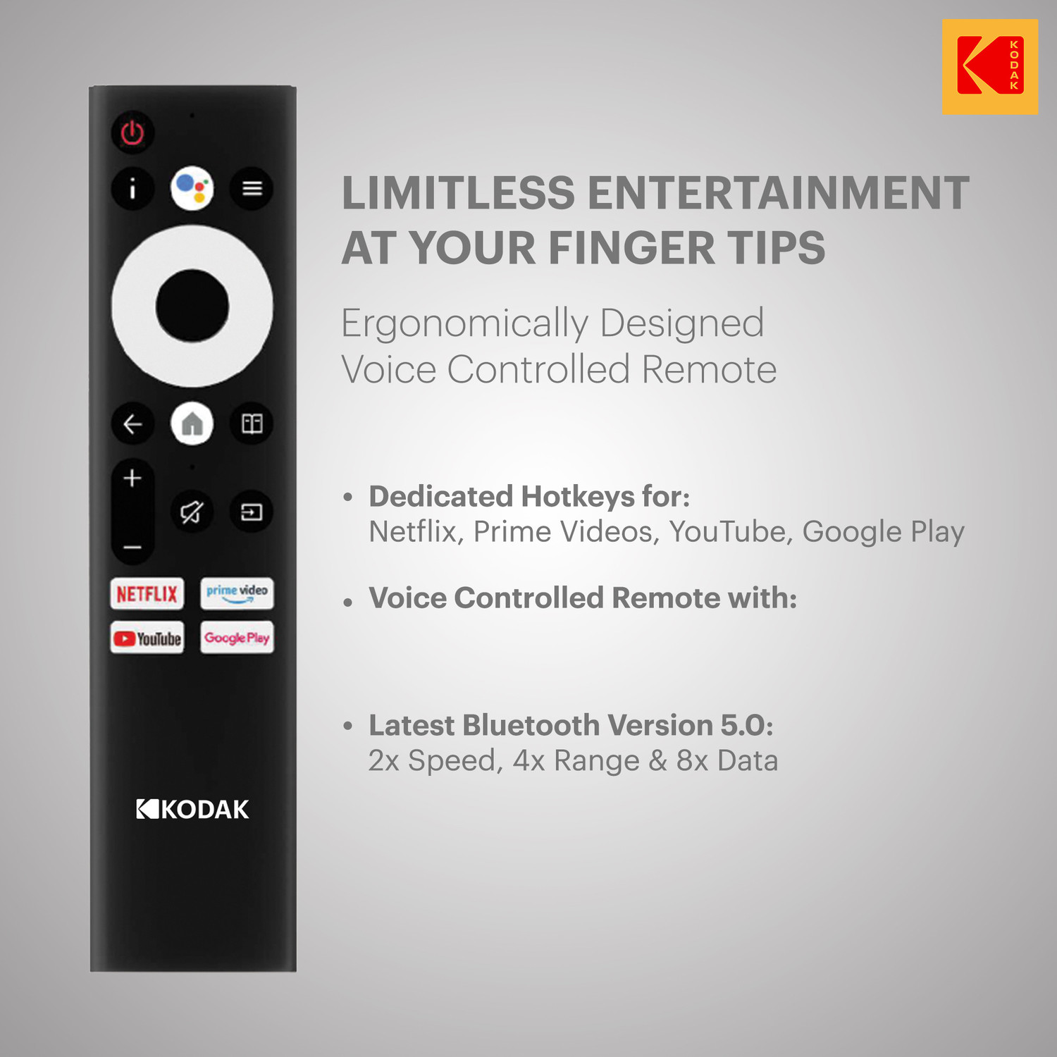 Image of KODAK CA Series 139 cm (55 inch) Ultra HD (4K) LED Smart Android TV with Dolby Digital Plus & DTS TruSurround (55CA0909)