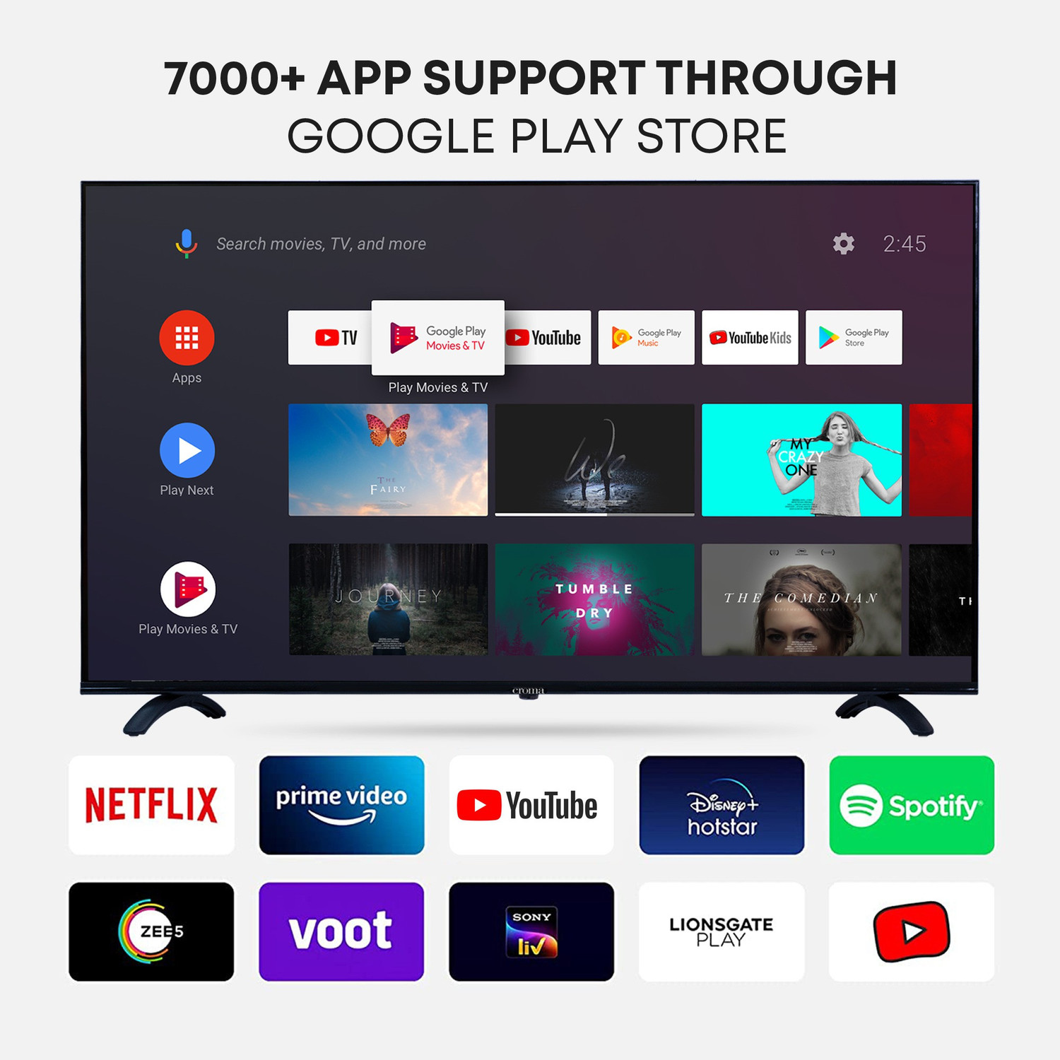 Image of Croma 109 cm (43 inch) Ultra HD (4K) LED Smart Android TV
