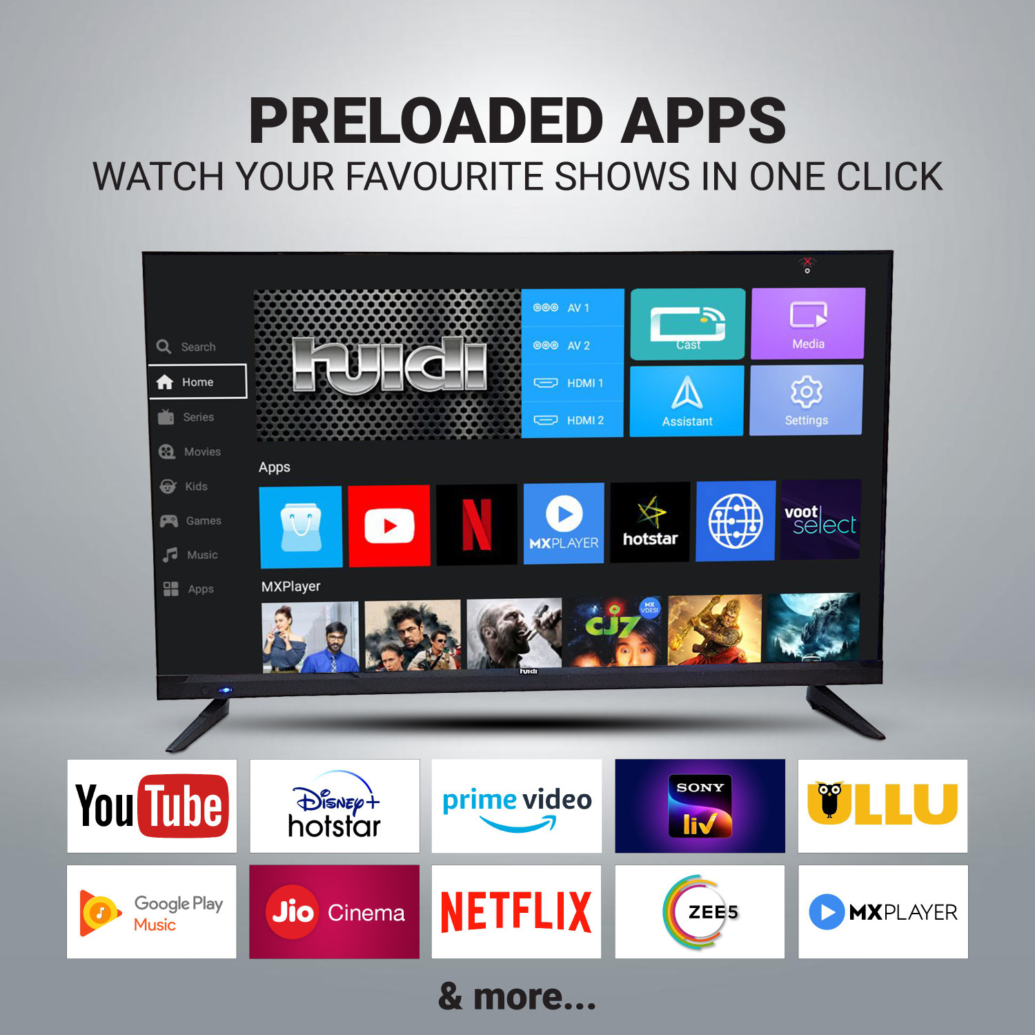 Image of HUIDI 140 cm (55 inch) Ultra HD (4K) LED Smart Android Based TV