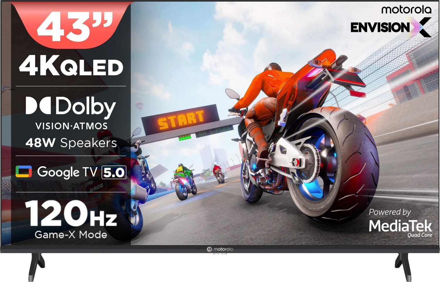 Motorola 43" QLED 4K Smart Google TV – 48W Speakers, 120Hz