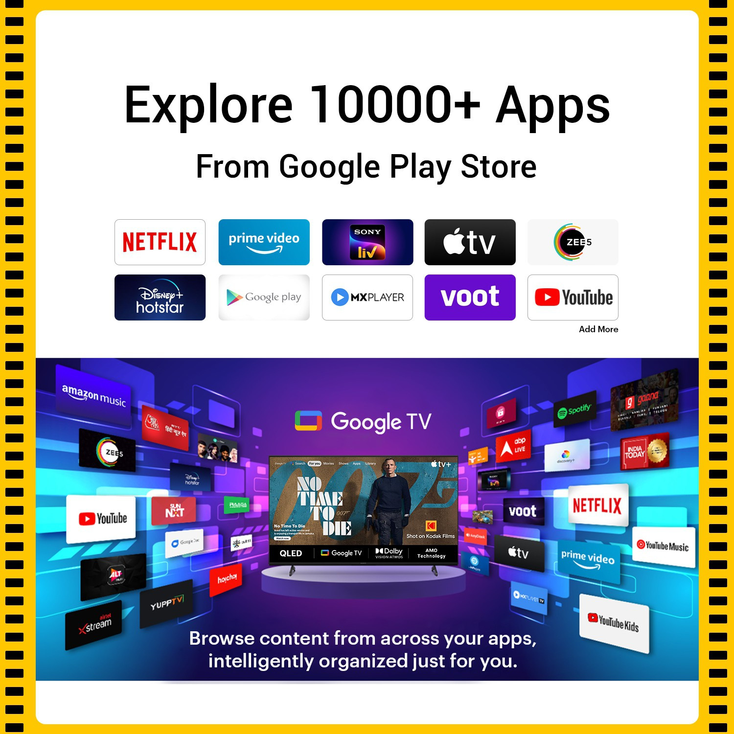 Image of KODAK 126 cm (50 inch) QLED Ultra HD (4K) Smart Google TV with Dolby Atmos | HDR 10 | 40W Sound Output | DTS Trusurround | Google Assistant | Dual Band Wi-Fi