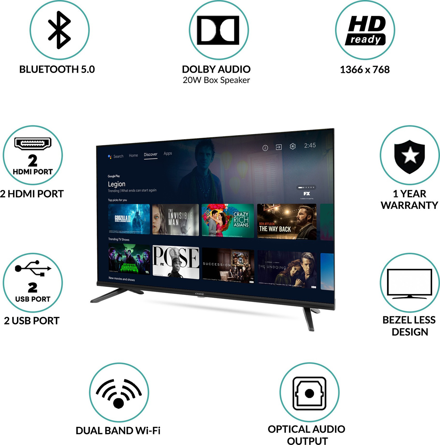 Image of Croma 109 cm (43 inch) Full HD LED Smart Android TV