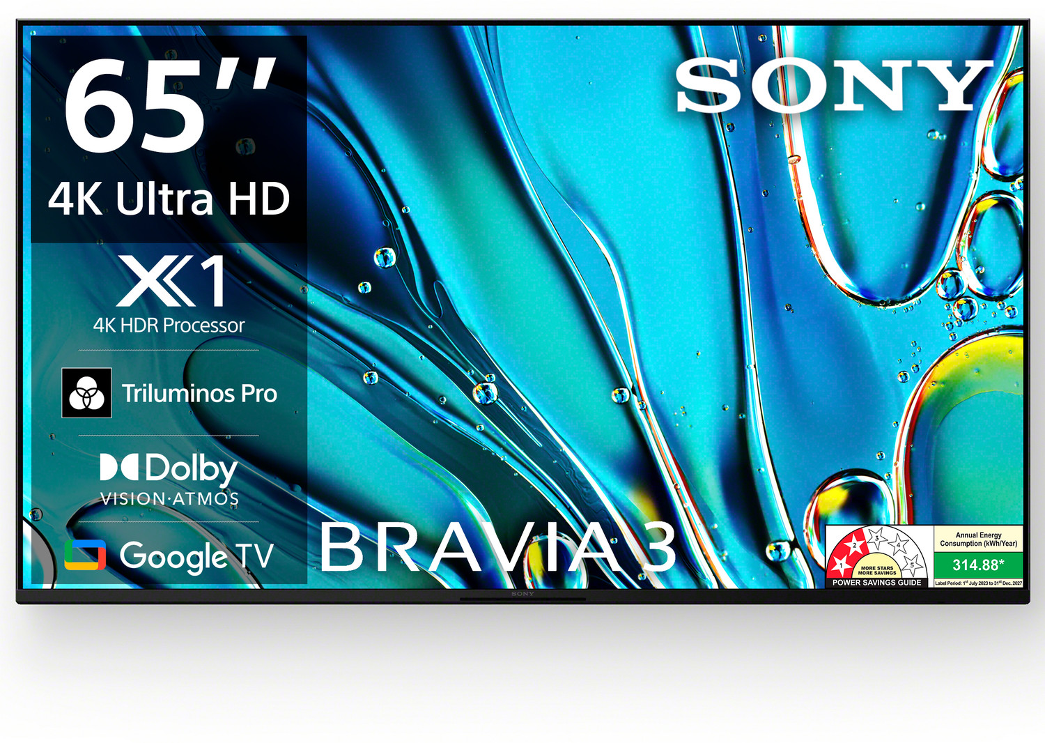 SONY BRAVIA 3 163.9 cm (65 inch) Ultra HD (4K) LED Smart Google TV 2024 Edition with Advanced AI Processor X1 HDR, Sony Picture Core, Dolby Vision Atm...