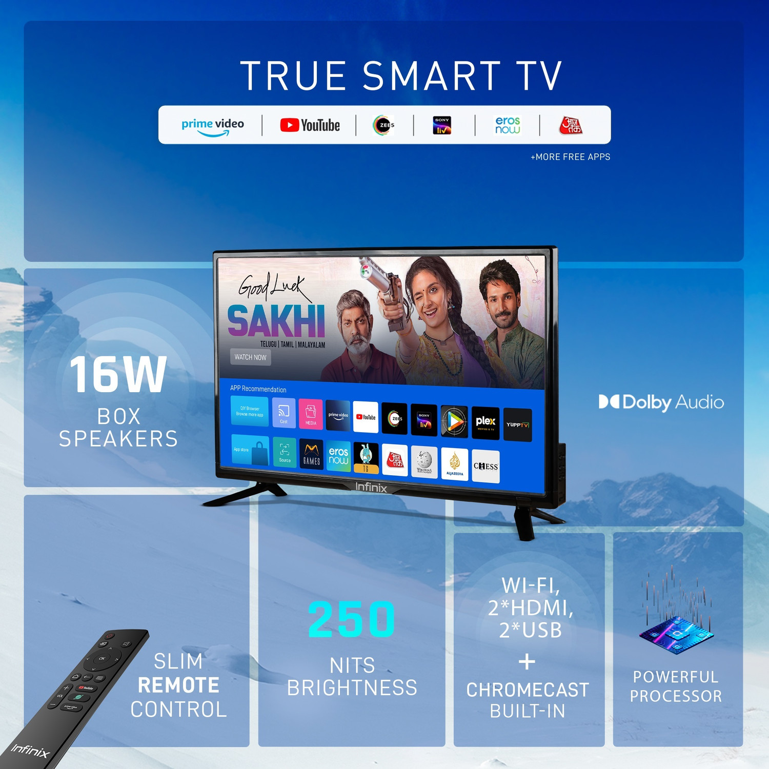 Image of Infinix Y1 60 cm (24 inch) HD Ready LED Smart Linux TV with YouTube & Pre-loaded Apps, Wifi Enabled, Miracast, Web Browser (24Y1)