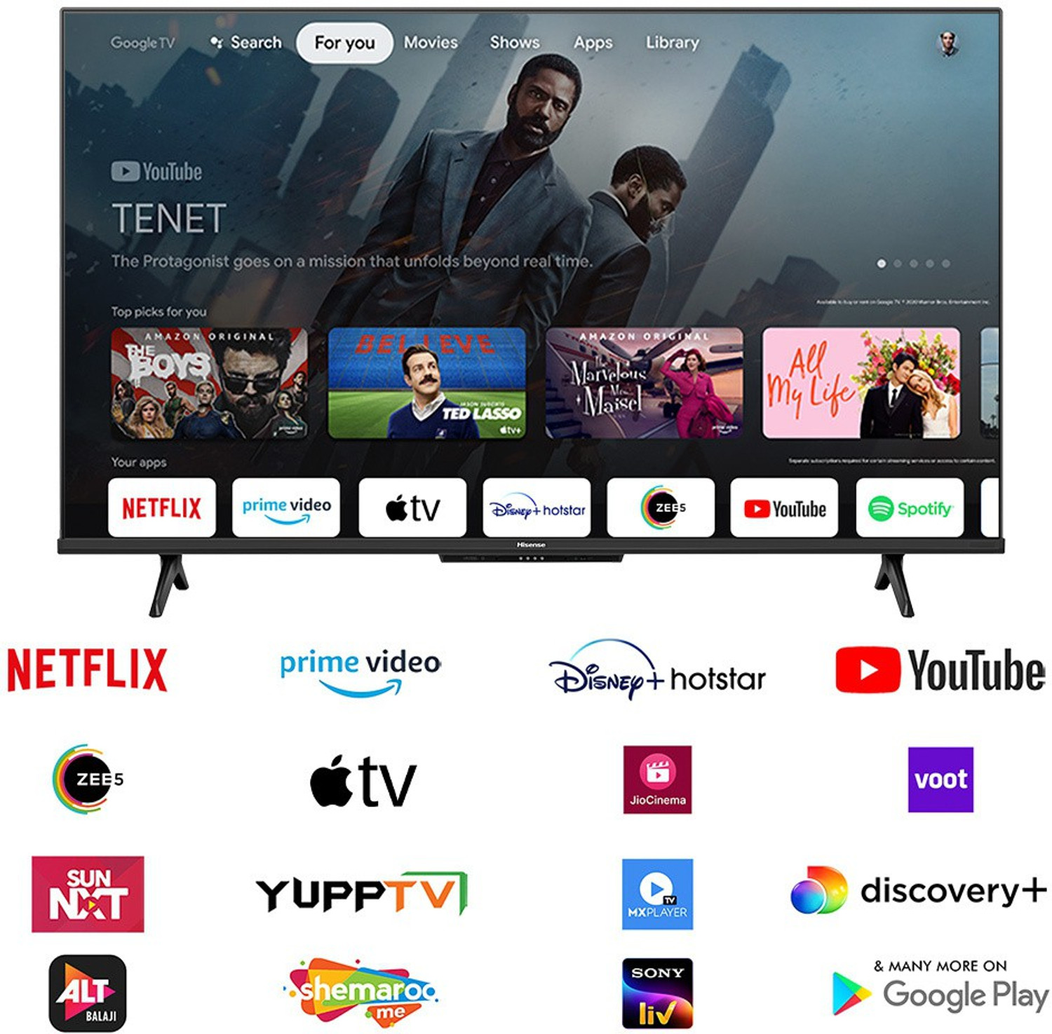 Image of Hisense A6H 108 cm (43 inch) Ultra HD (4K) LED Smart Google TV with Hands Free Voice Control, Dolby Vision and Atmos