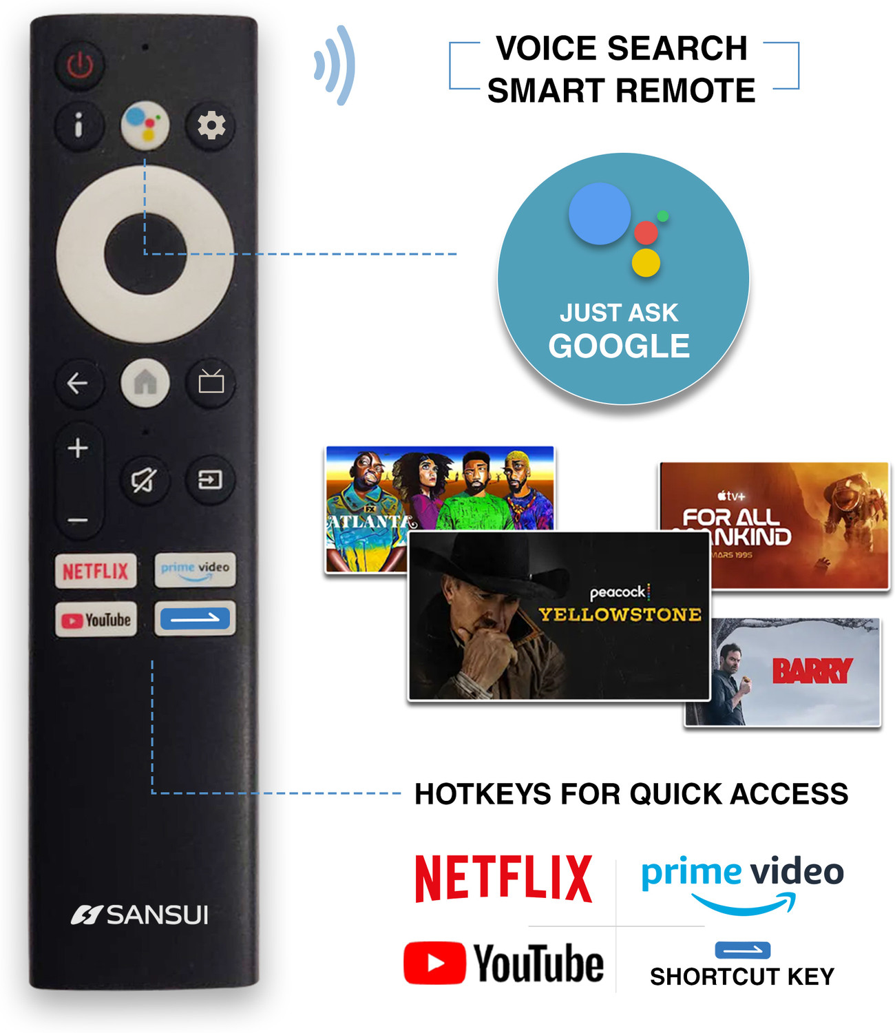 Image of Sansui 165 cm (65 inch) QLED Ultra HD (4K) Smart Google TV with IPS Display Zen Panel Dolby Vision & Atmos Filmmaker Mode