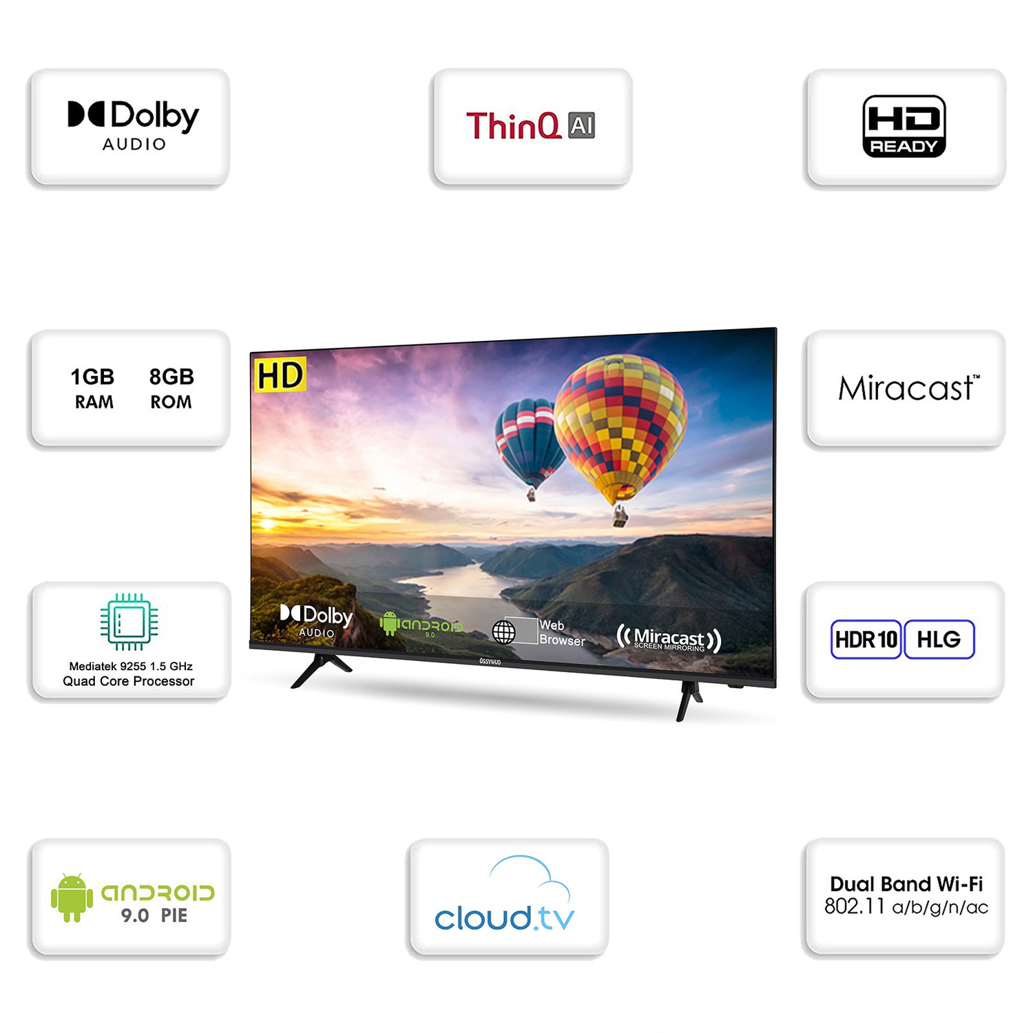 Image of Ossywud 80 cm (32 inch) HD Ready LED Smart Android Based TV