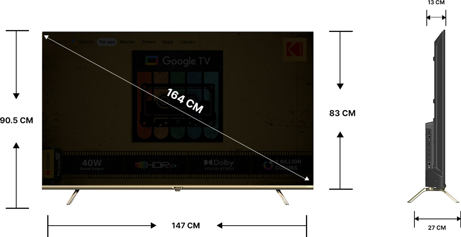 Image of KODAK 164 cm (65 inch) Ultra HD (4K) LED Smart Google TV with Dolby Atmos and Dolby Vision 65CAPRO5099 (65CAPRO5099)
