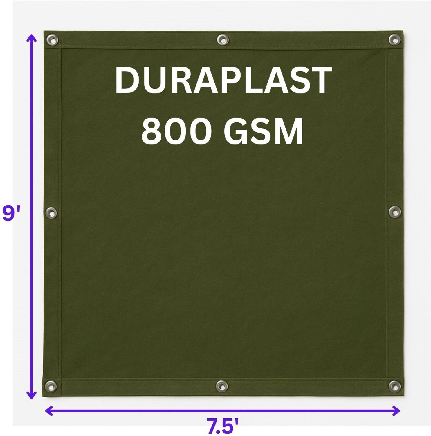 Image of DURAPLAST WATERPROOF TARPAULIN SHEET - CANVAS TIRPAL 800GSM 9' X 7.5' FEET Tent - For CAMPING , INDUSTRIAL , TRUCK / LORRY , ROOF /TERRACE (Green)