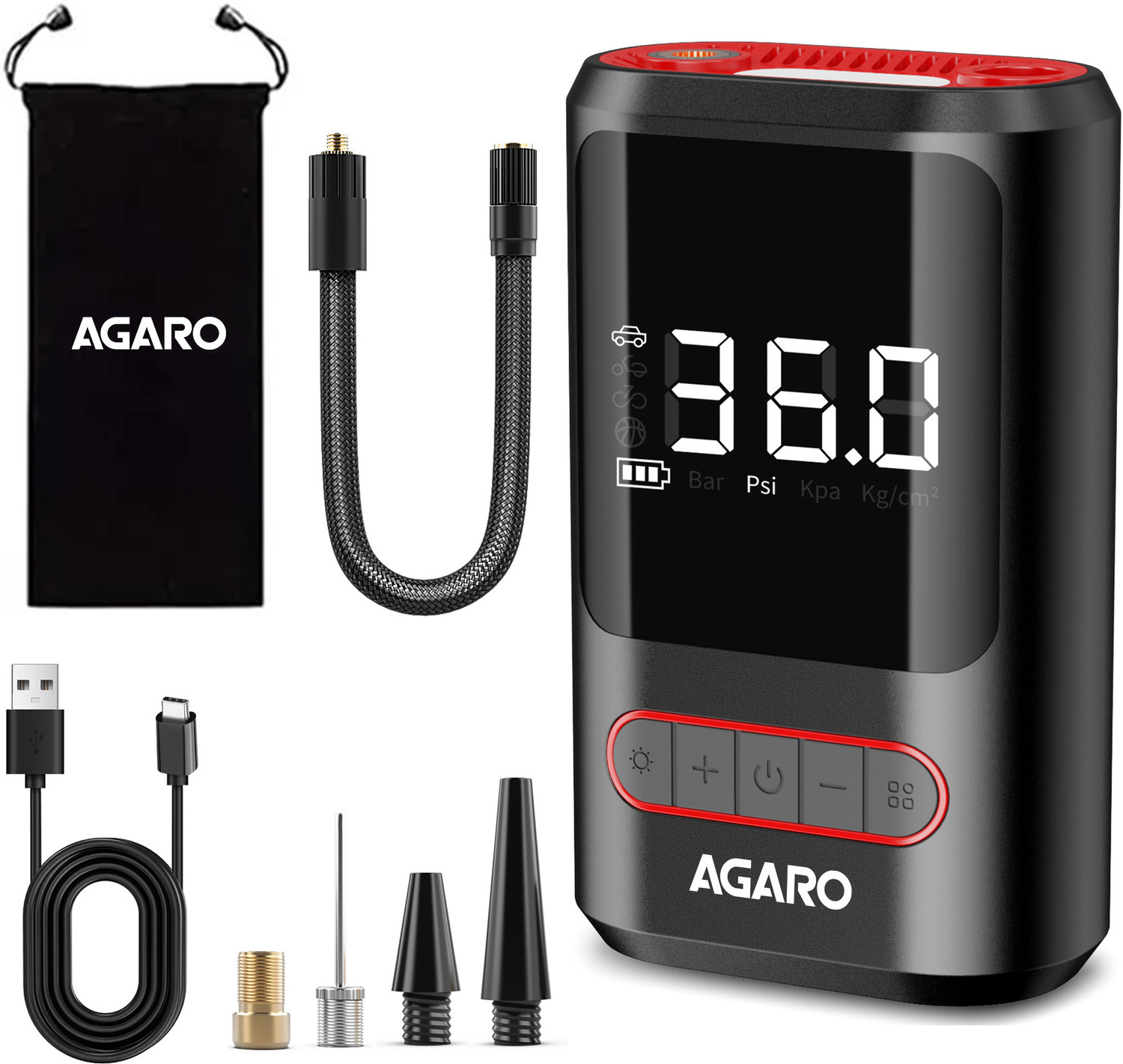 AGARO 150 psi Tyre Air Pump for Car & Bike