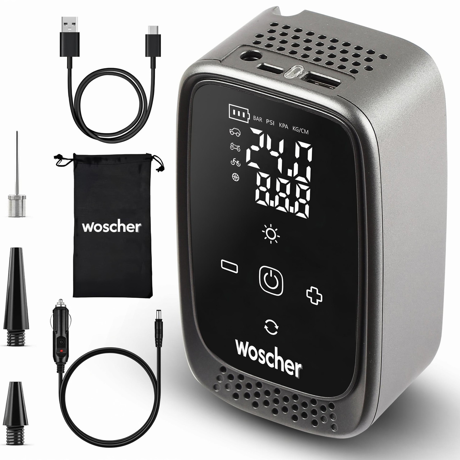 Woscher 150 psi Tyre Air Pump for Car & Bike