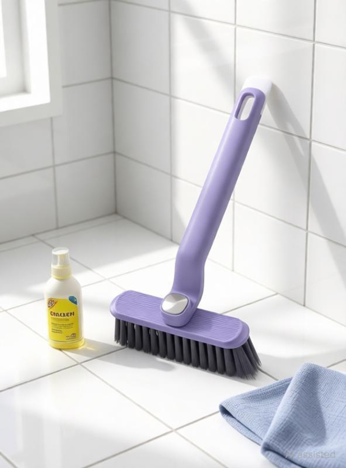 Image of Silver tech 2Pcs -Long Handled Brush Golf Silicone Toilet Brush, No Dead End Cleaning Brush with Holder (Multicolor)