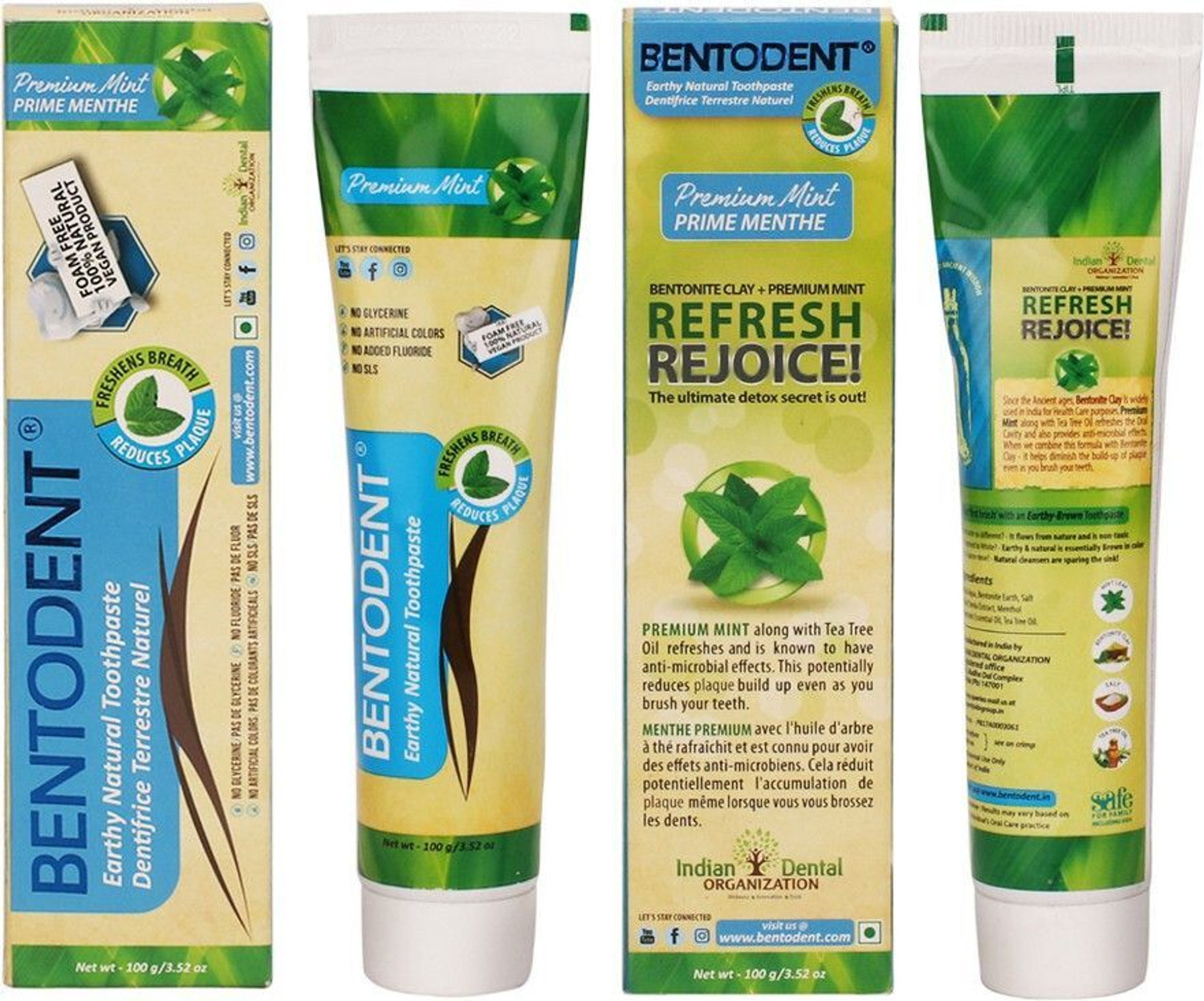 bentodent Premium Mint Pack Natural Toothpaste