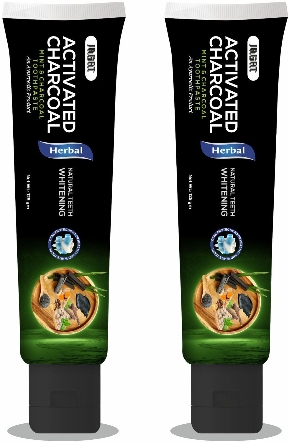 Jagat Devsutra Dr. Trusted Ayurvedic HERBAL Activated Charcoal Toothpaste for Teeth Whitening - 100% Natural Formula with Mint Flavour, No Fluoride & Artificial Colours Toothpaste