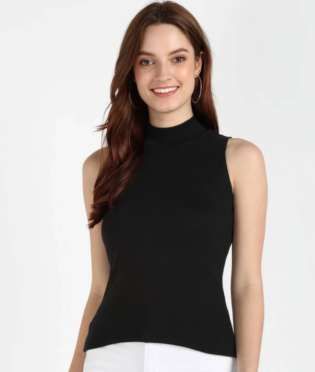 Marvkit Casual Solid Women Black Top