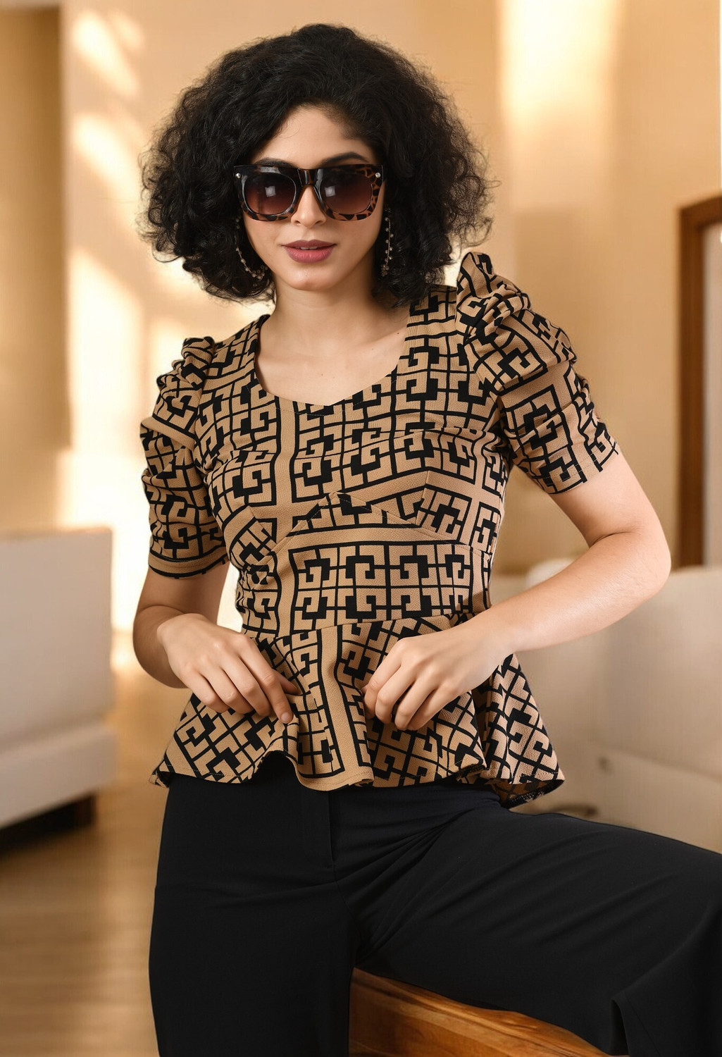 Image of Realglimpse Casual Regular Sleeves Printed Women Pink Top