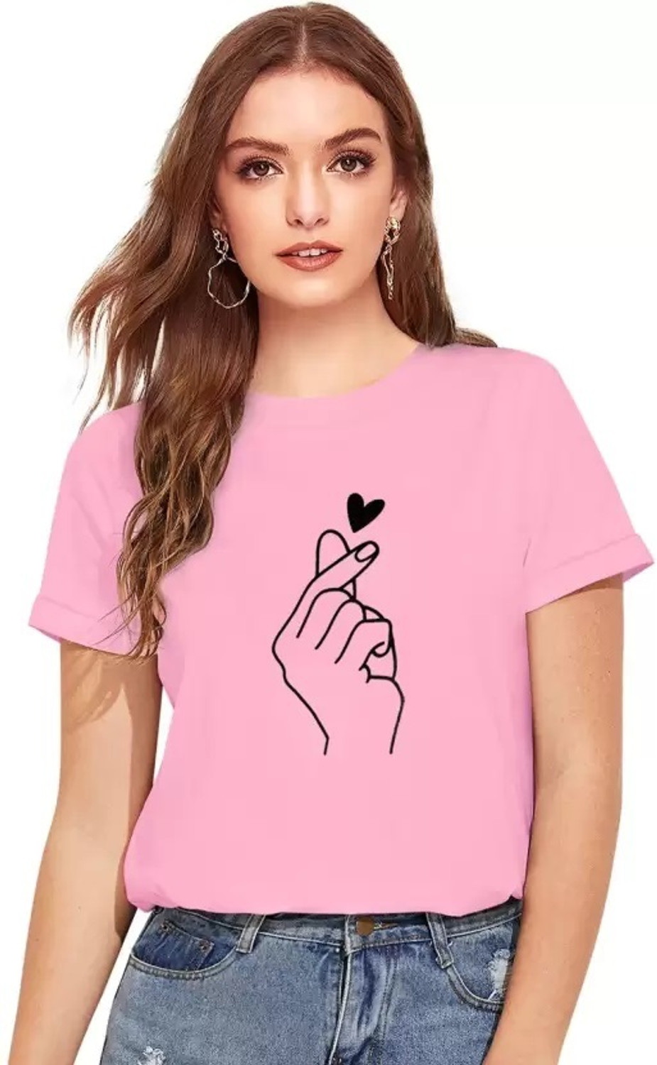 Image of Realglimpse Casual Regular Sleeves Printed Women Pink Top