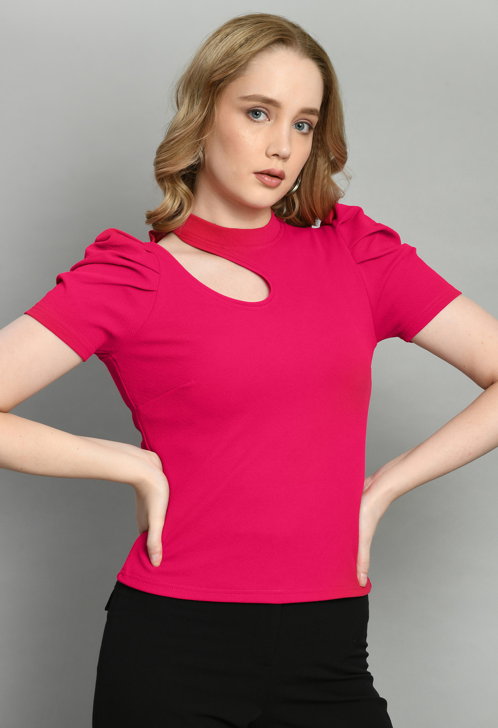 Image of Realglimpse Casual Regular Sleeves Printed Women Pink Top