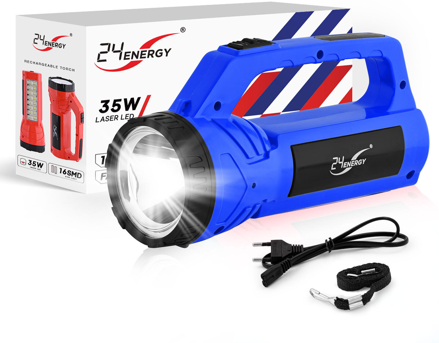 Image of 24 ENERGY 48 SMD Hi Bright Twin Tube Solar Rechargeable Emergency Light Torch (Orange, 19 inch, Rechargeable)