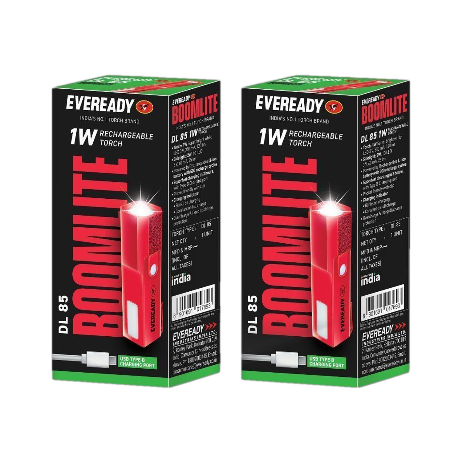 EVEREADY Boomlite LED Torch / Flashlight Pack of 2 Torch