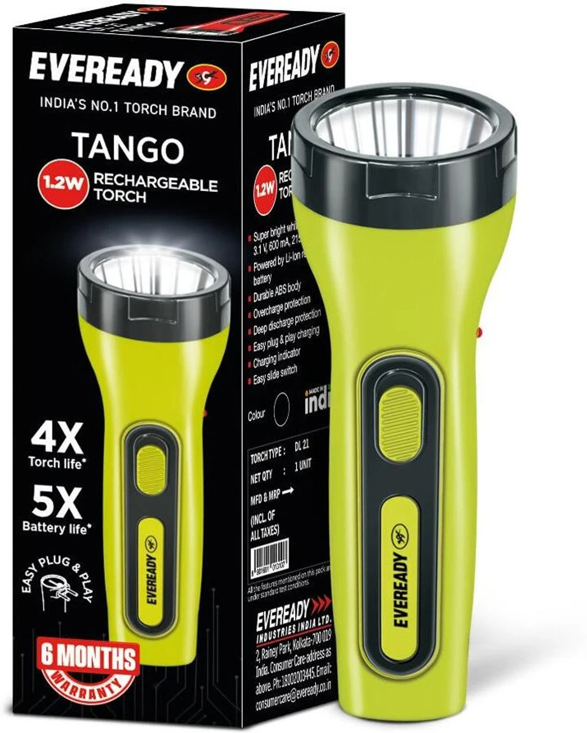 Eveready Tango Torch – 2‑Watt LED, 50% Off at ₹289