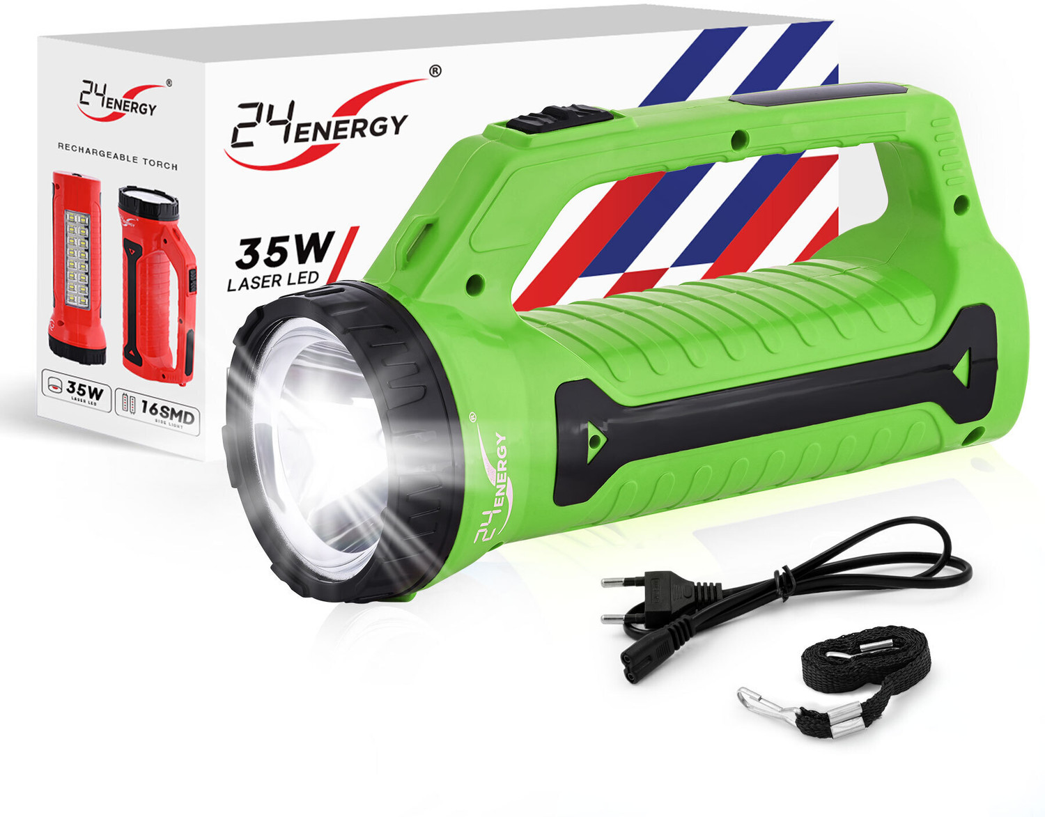 Image of 24 ENERGY 48 SMD Hi Bright Twin Tube Solar Rechargeable Emergency Light Torch (Orange, 19 inch, Rechargeable)