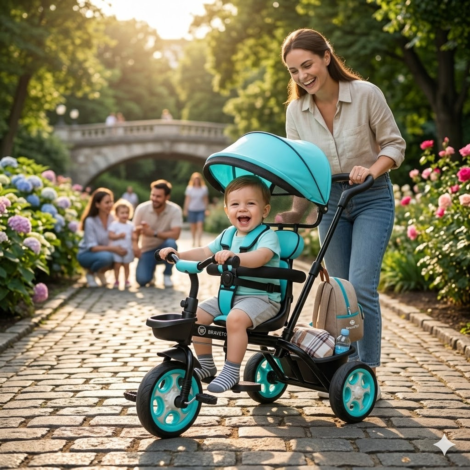 Image of Attire 5-in-1 Kids Tricycle with Parent Handle & Reversible Seat TRI-5IN1-180-PH-01 Tricycle (White)