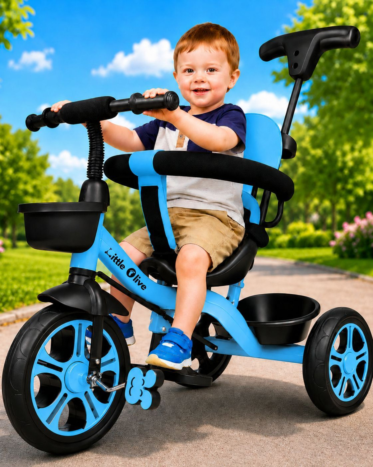 Image of Little lions TFT Hyper Pro 500 Canopy /Plug N Play Trike /Baby Tricycle with Parental Control Tricycle (Pink, Black)