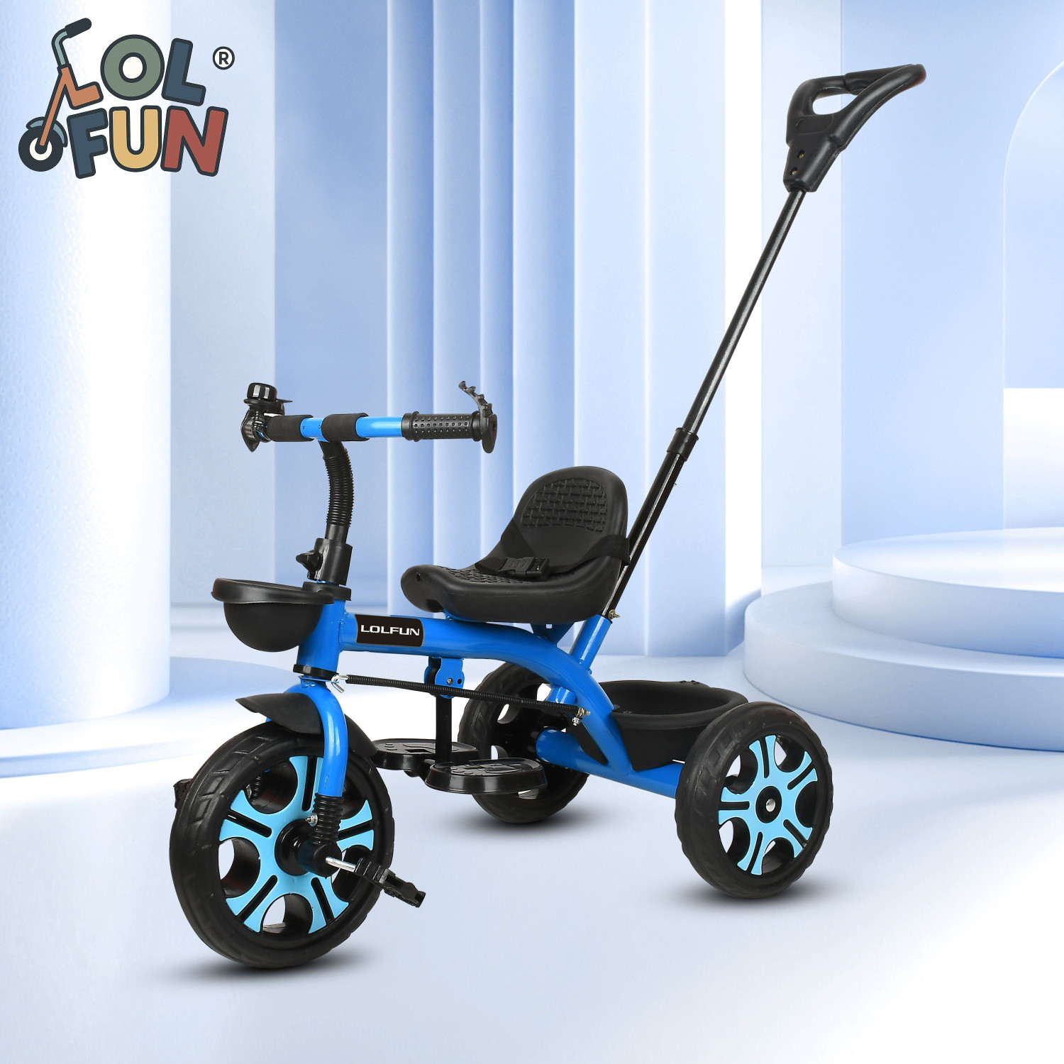 Image of Attire 5-in-1 Kids Tricycle with Parent Handle & Reversible Seat TRI-5IN1-180-PH-01 Tricycle (White)