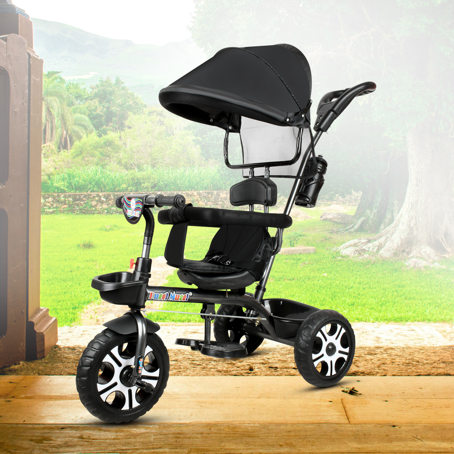 Image of Attire 5-in-1 Kids Tricycle with Parent Handle & Reversible Seat TRI-5IN1-180-PH-01 Tricycle (White)