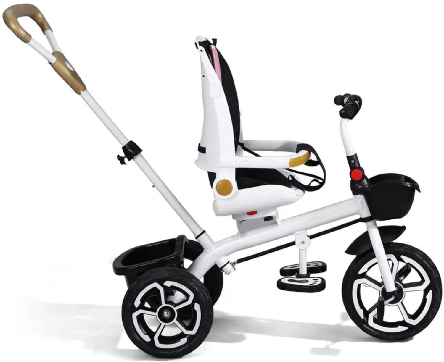 Image of Attire 5-in-1 Kids Tricycle with Parent Handle & Reversible Seat TRI-5IN1-180-PH-01 Tricycle (White)