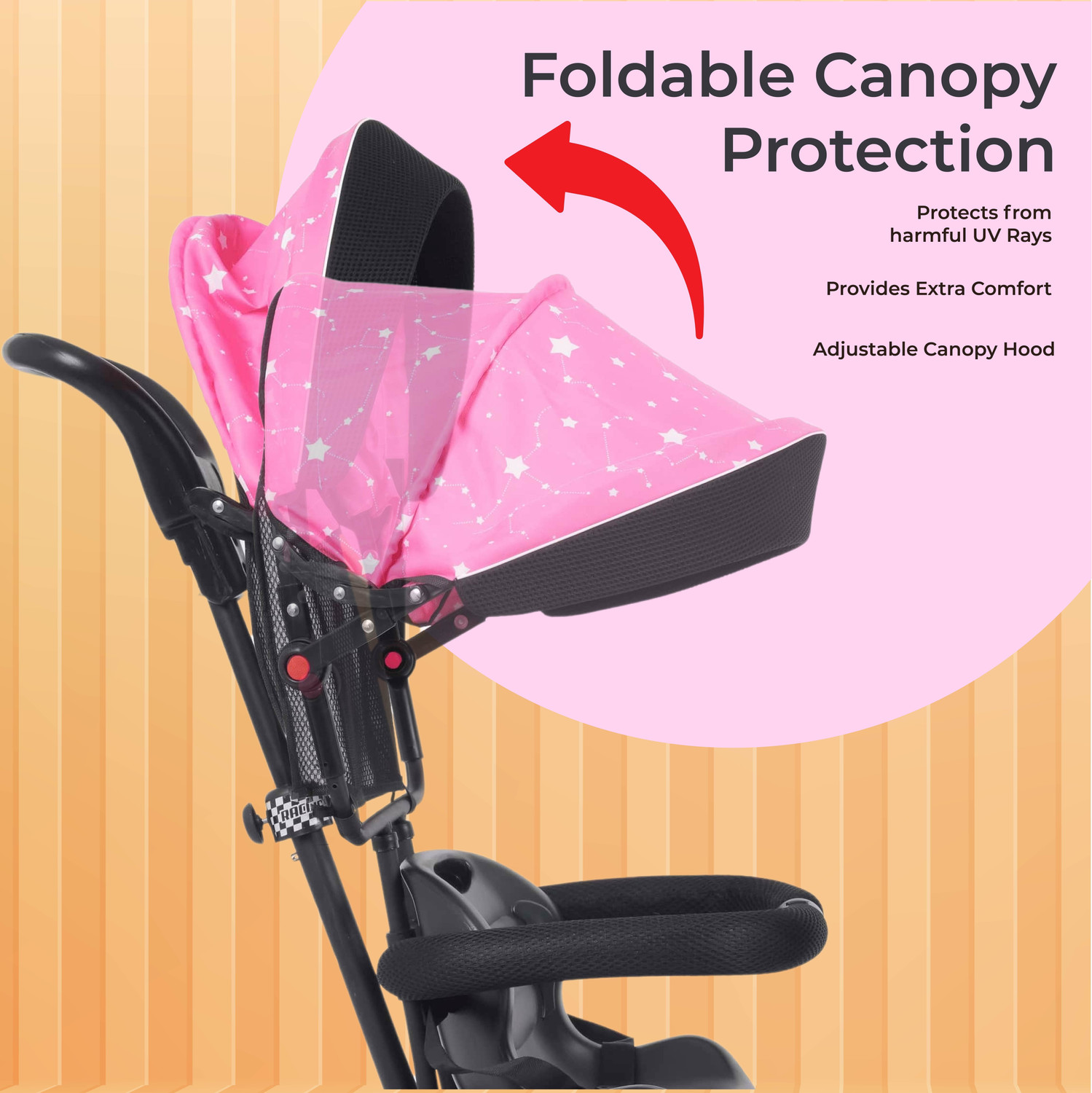 Image of Little lions TFT Hyper Pro 500 Canopy /Plug N Play Trike /Baby Tricycle with Parental Control Tricycle (Pink, Black)