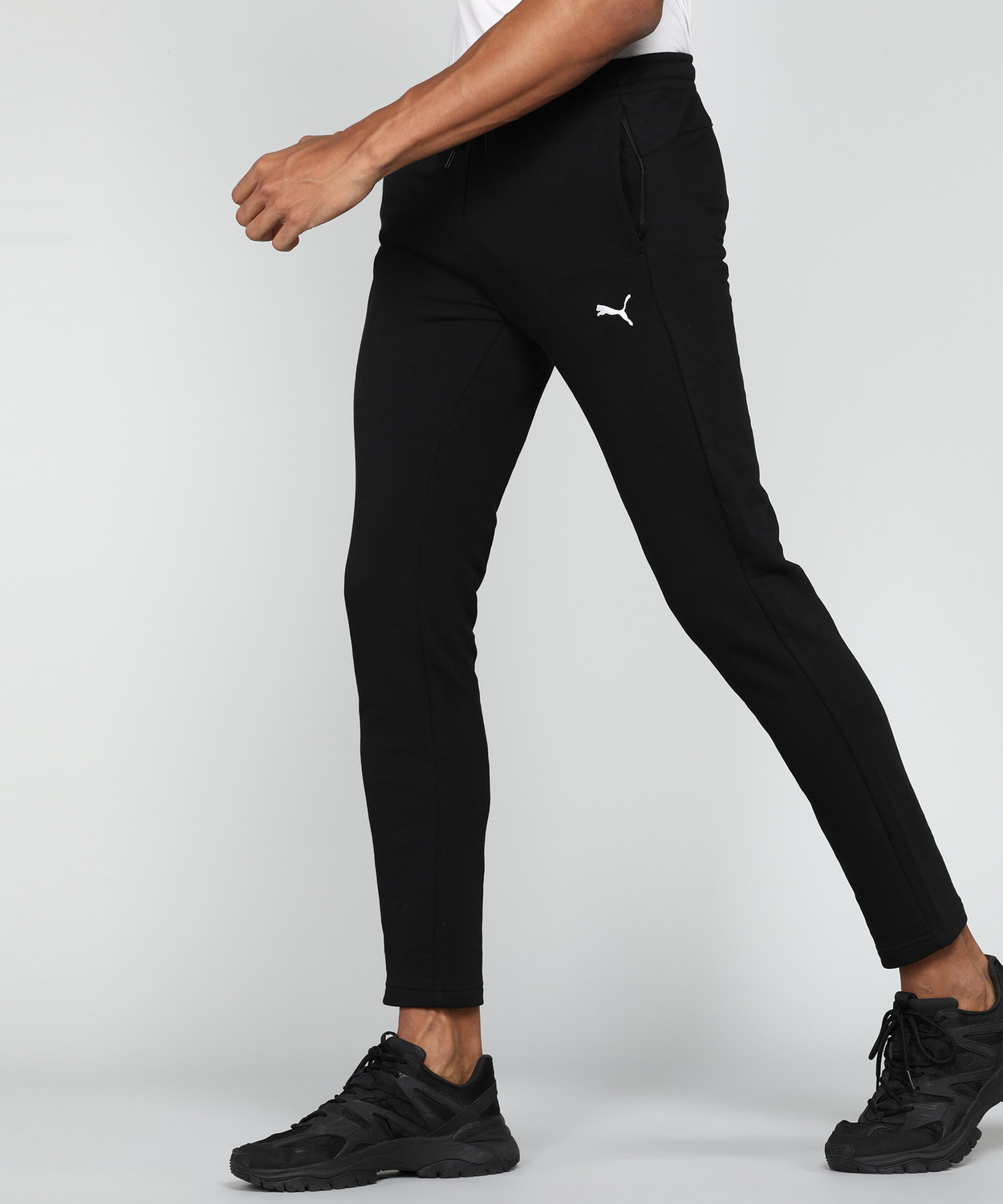 Puma solid men's black track pants shop
