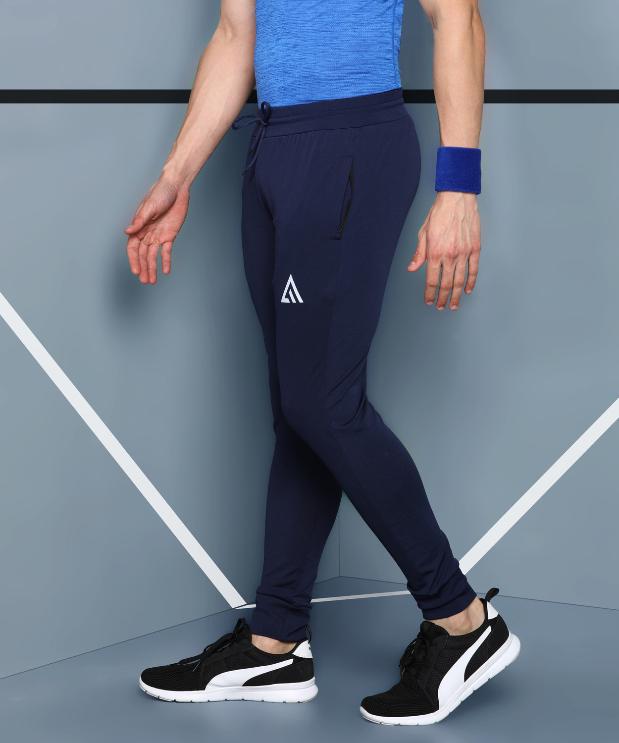 Adrenex Solid Men Blue Track Pants Price History
