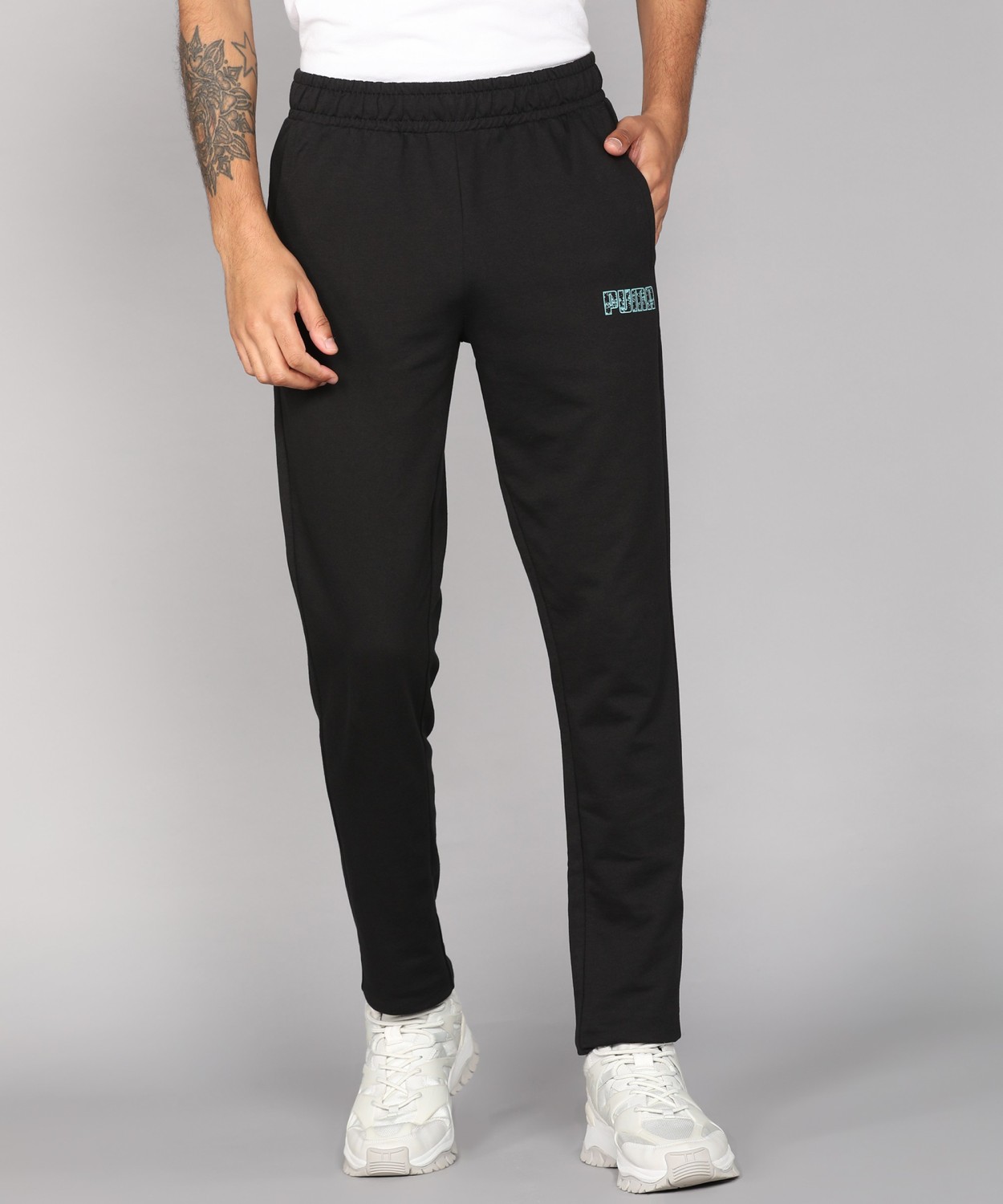 Puma solid men's hot sale black track pants