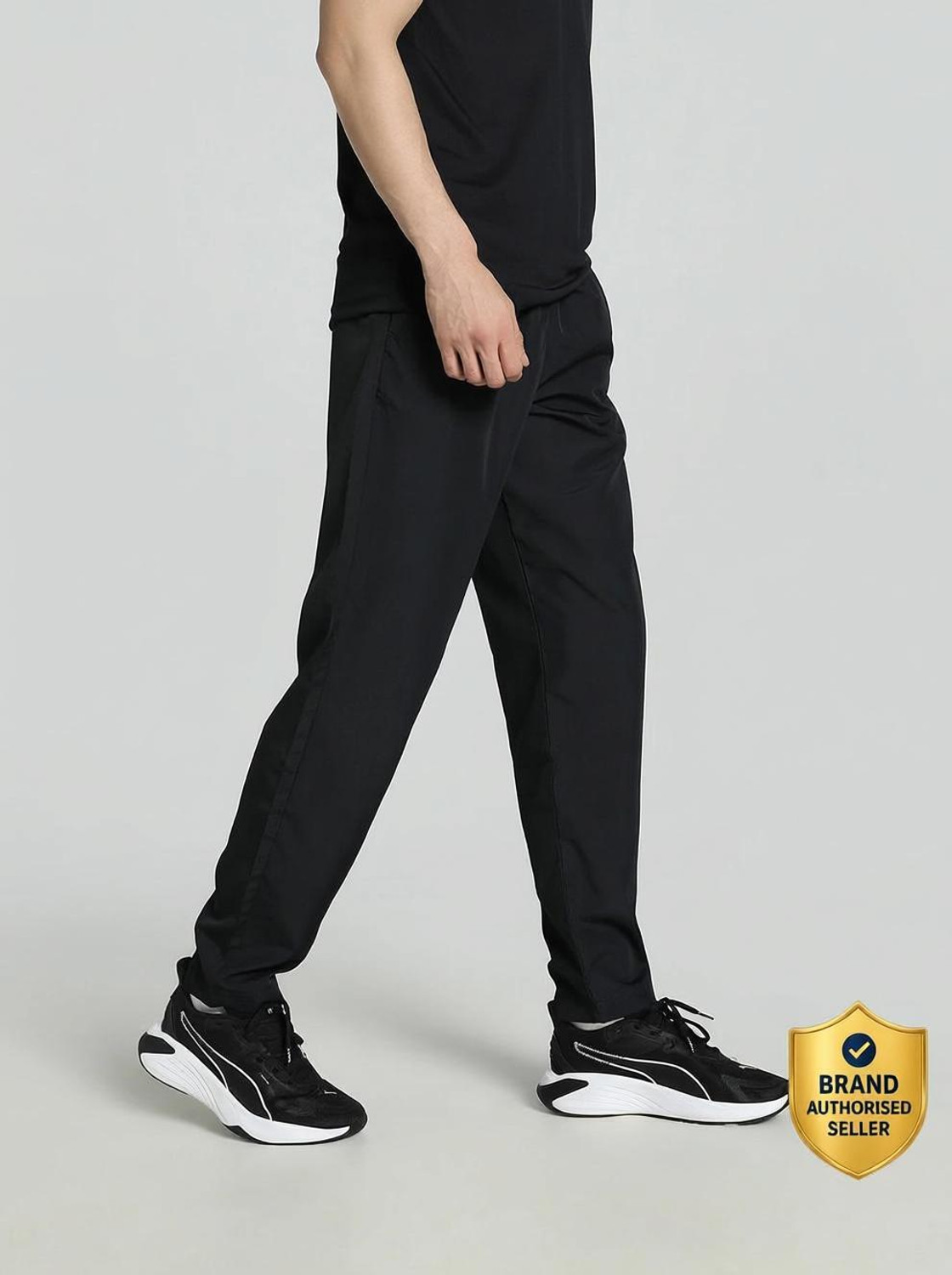 PUMA Mens CR Woven Pants I Solid, Printed Men Black Track Pants