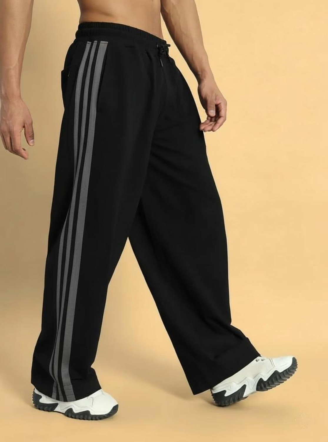 Image of Wanchha Fashion Men Solid, Striped Grey Track Pants