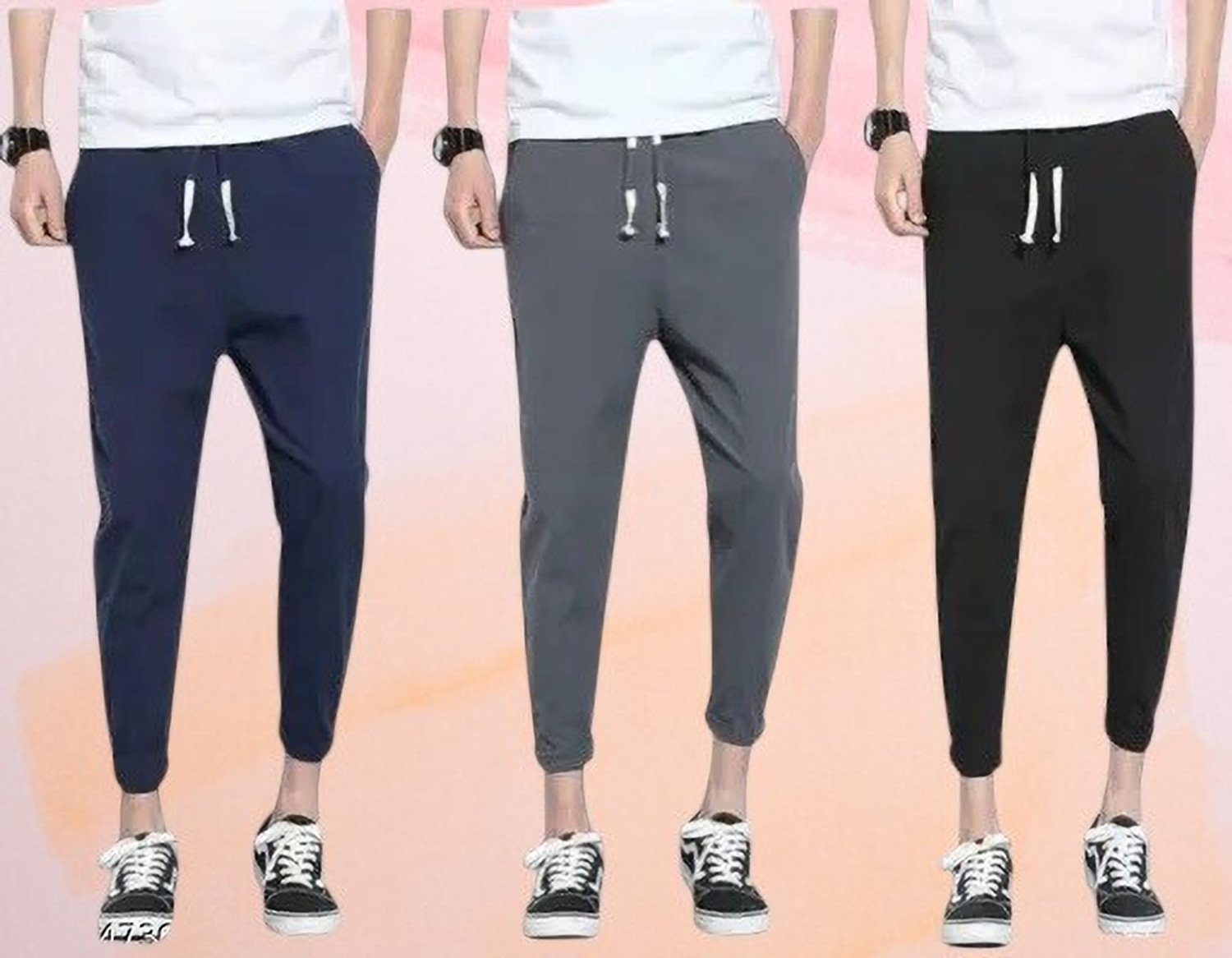 Image of AASHI FASHIONS Pack of 2 Men Solid Blue, Black Track Pants