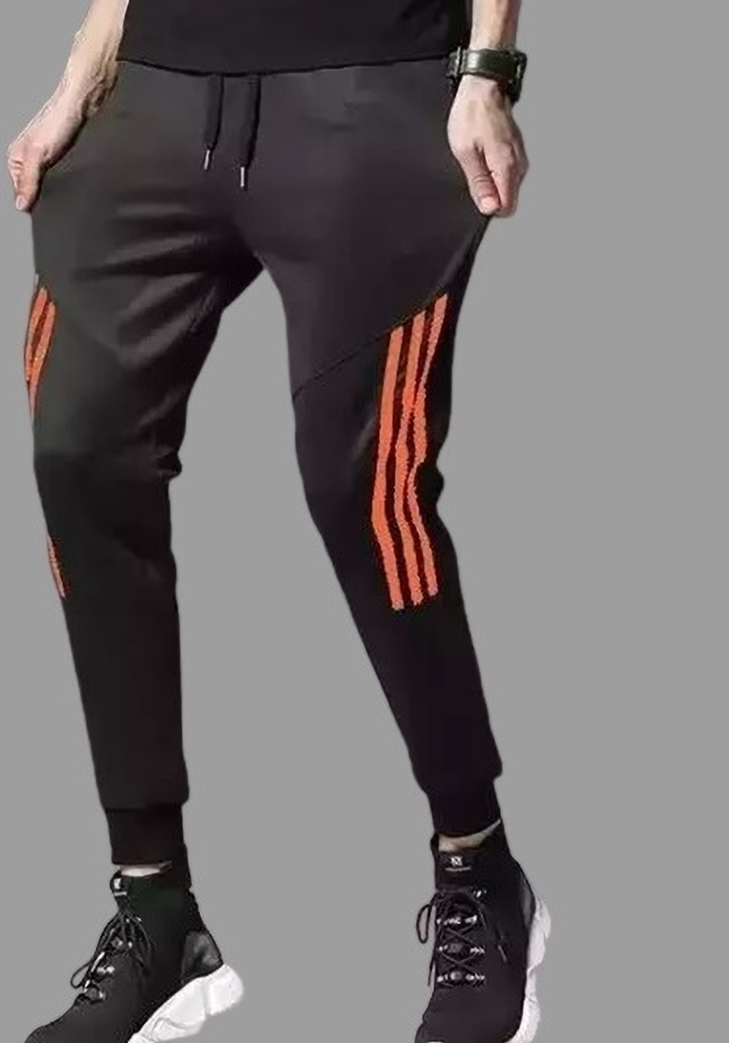 BTMZ Solid Men Orange White Track Pants Price History