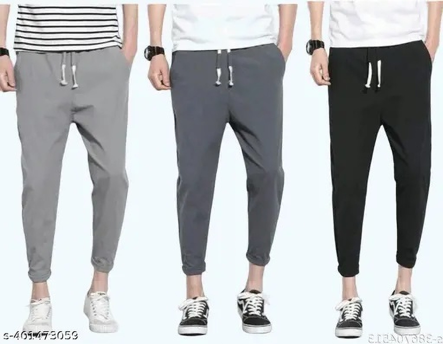 Image of AASHI FASHIONS Pack of 2 Men Solid Blue, Black Track Pants