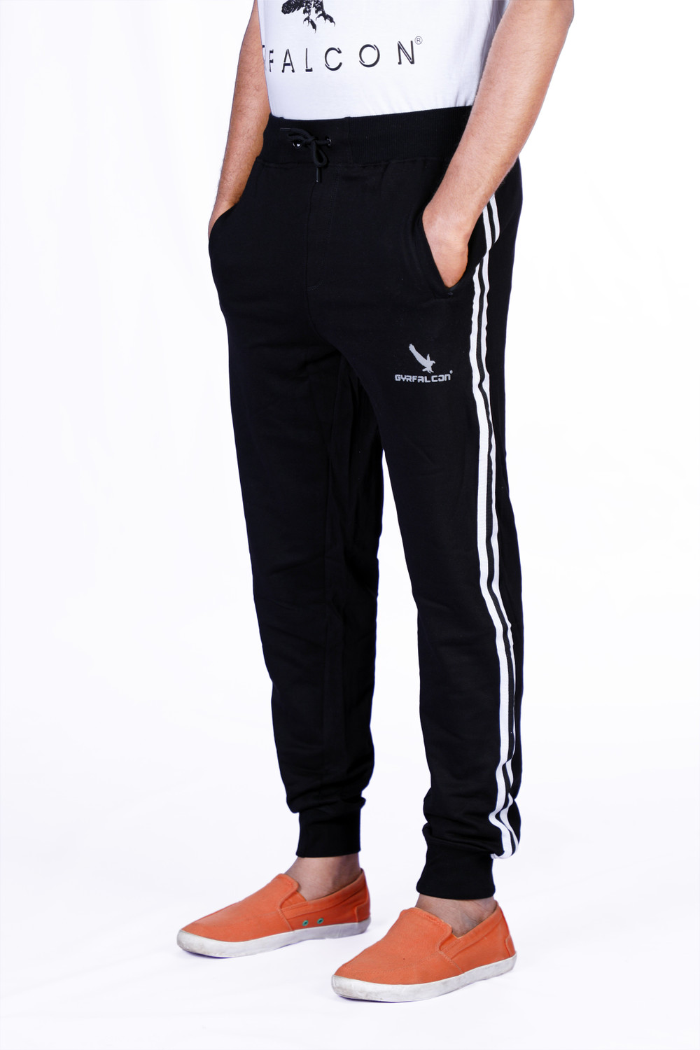 GYRFALCON Striped Men Black Track Pants